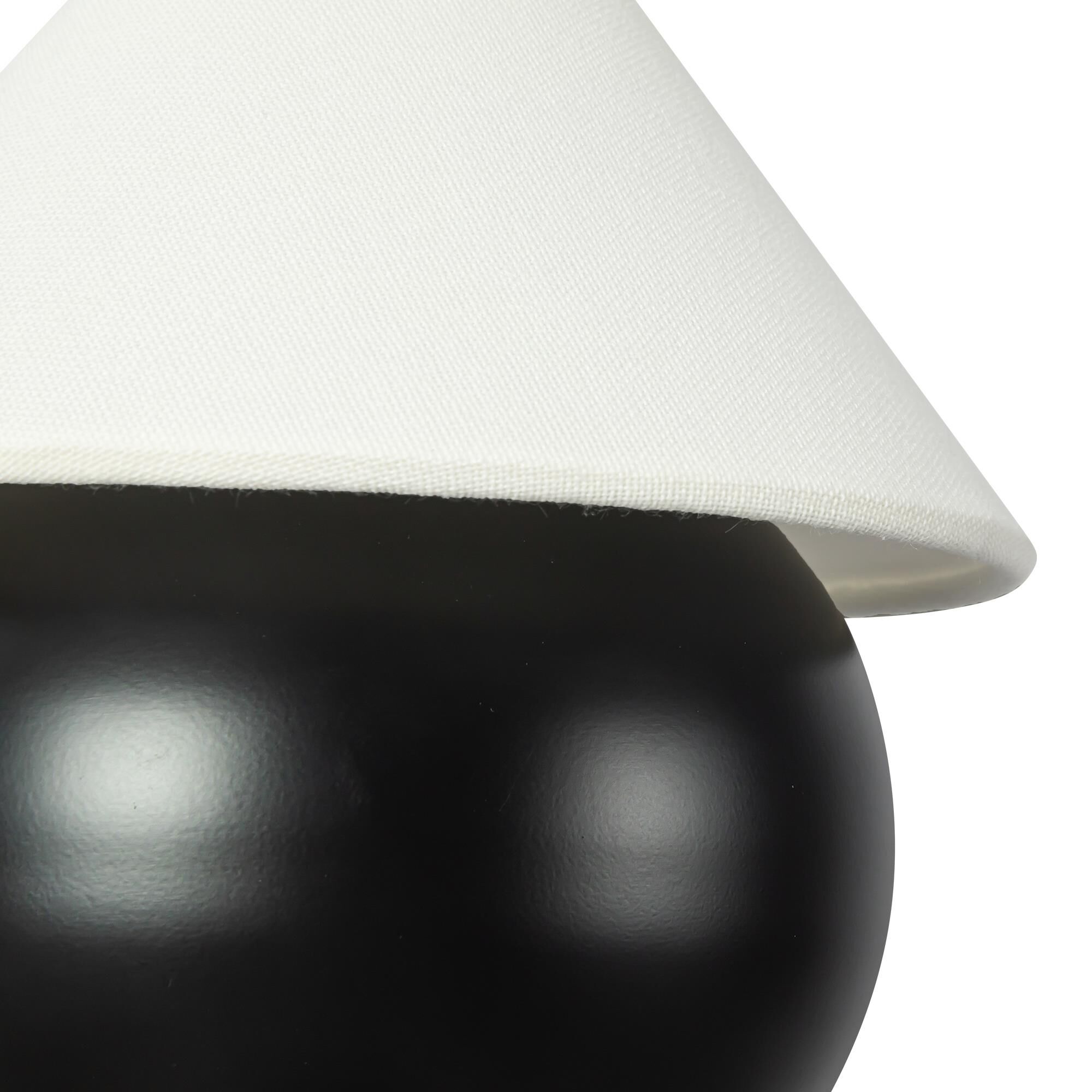 Shown in Matte Black finish and White Linen shade