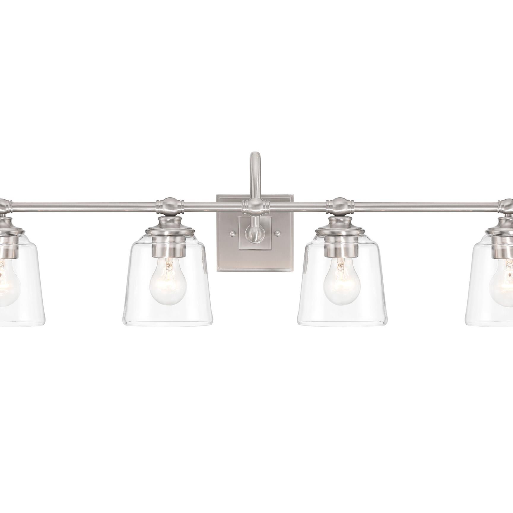 Shown in Brushed Nickel finish and Clear glass