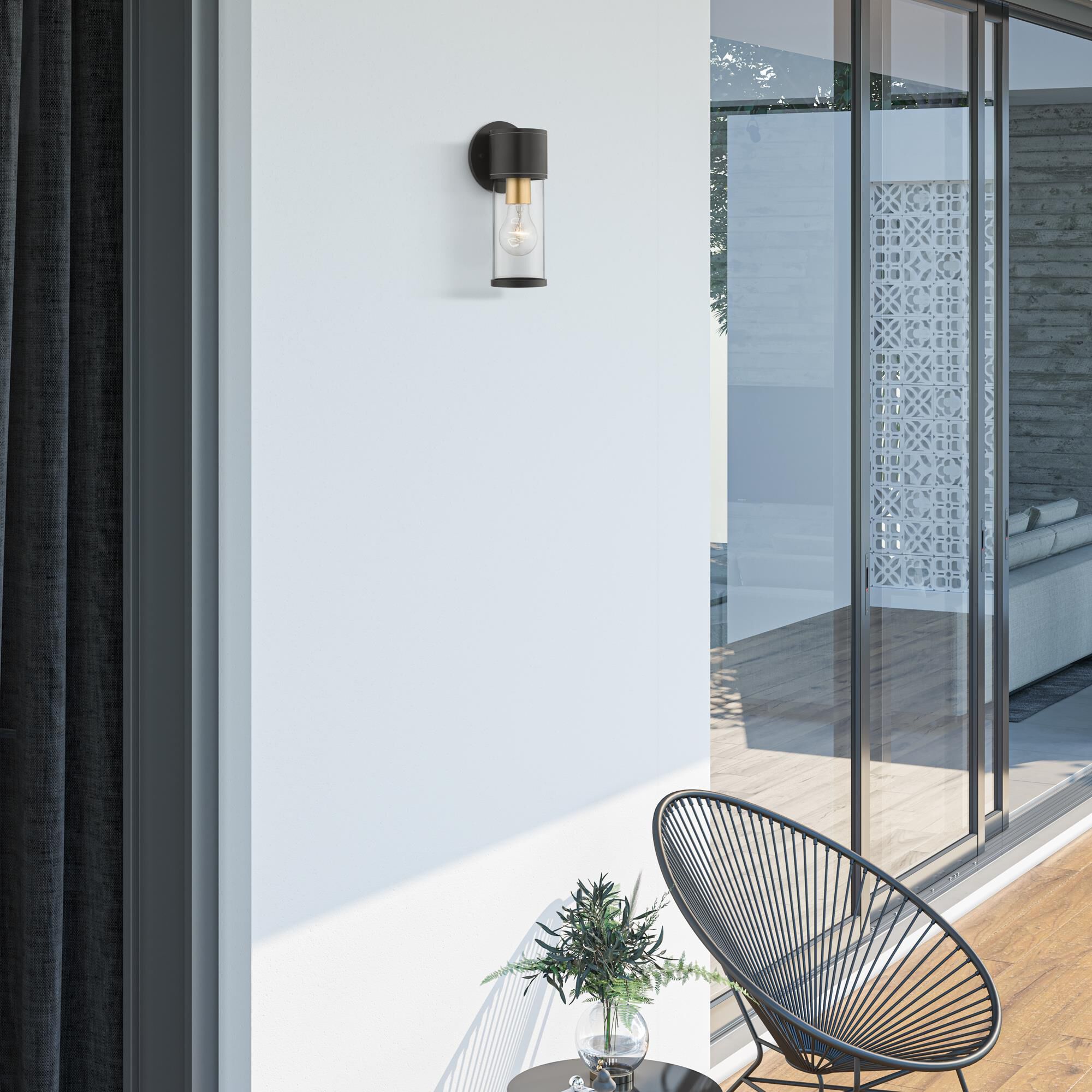 Shown in Bronze With Antique Gold Accents finish and Clear glass