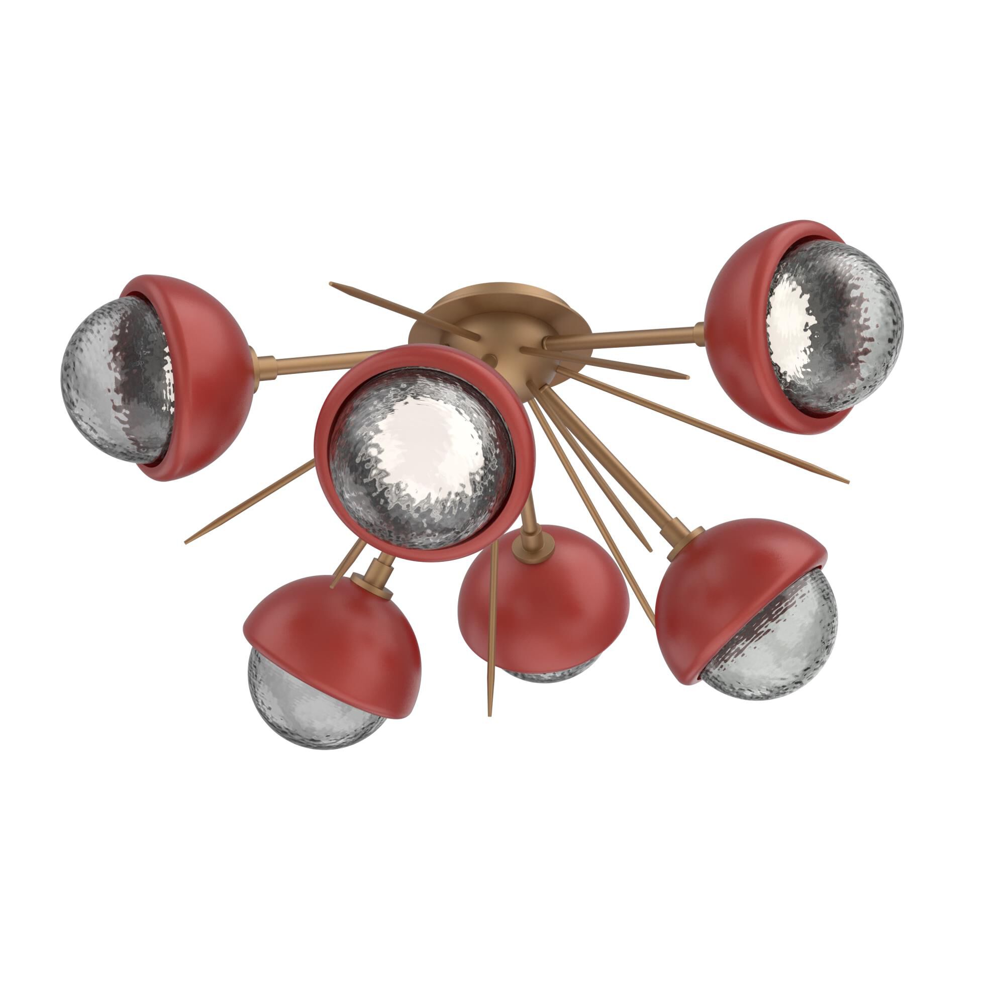 Shown in Novel Brass finish and Smoke glass and Cinnamon Red accent