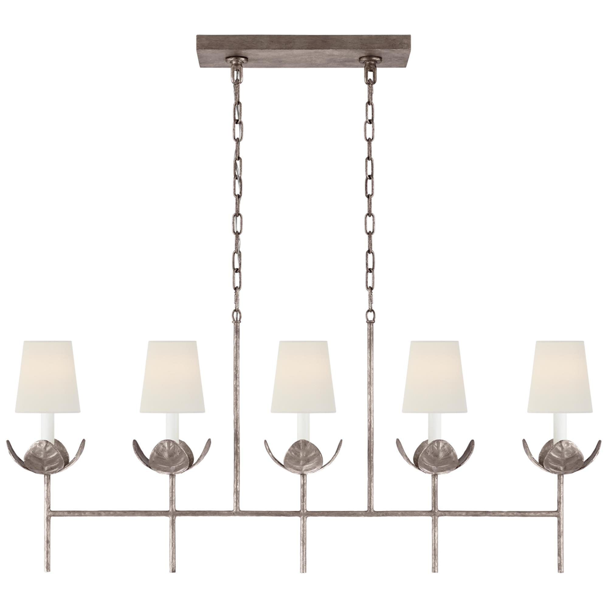 Shown in Burnished Silver Leaf finish and Linen shade