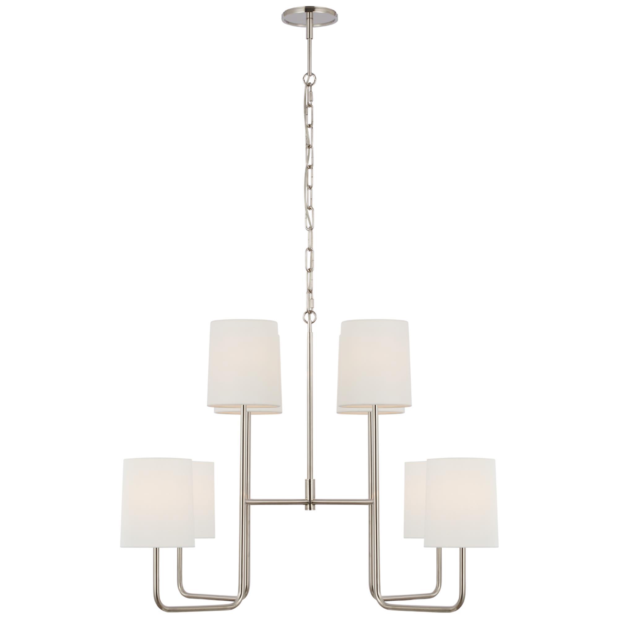Shown in Polished Nickel finish and Linen shade