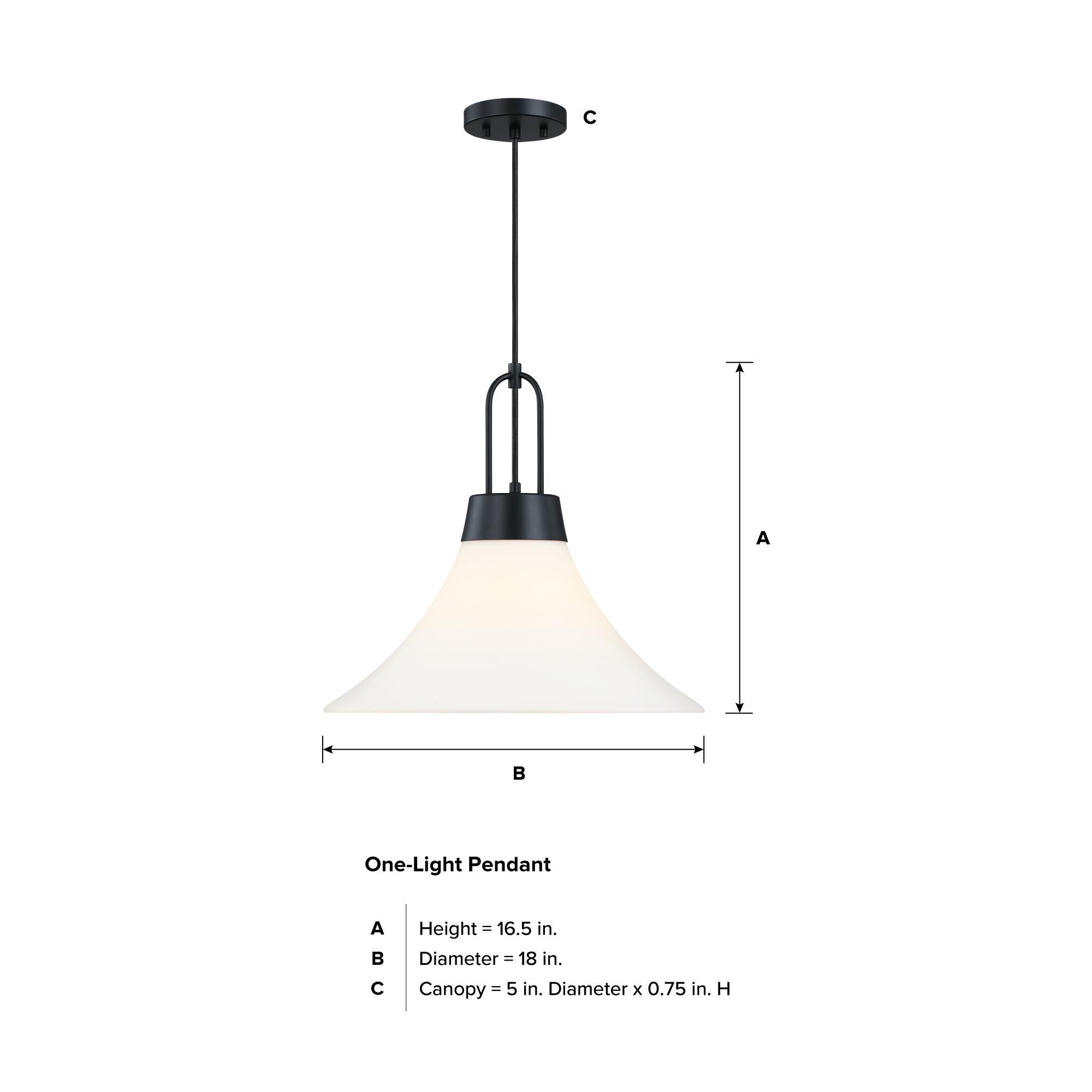 Shown in Matte Black finish and Etched Opal glass