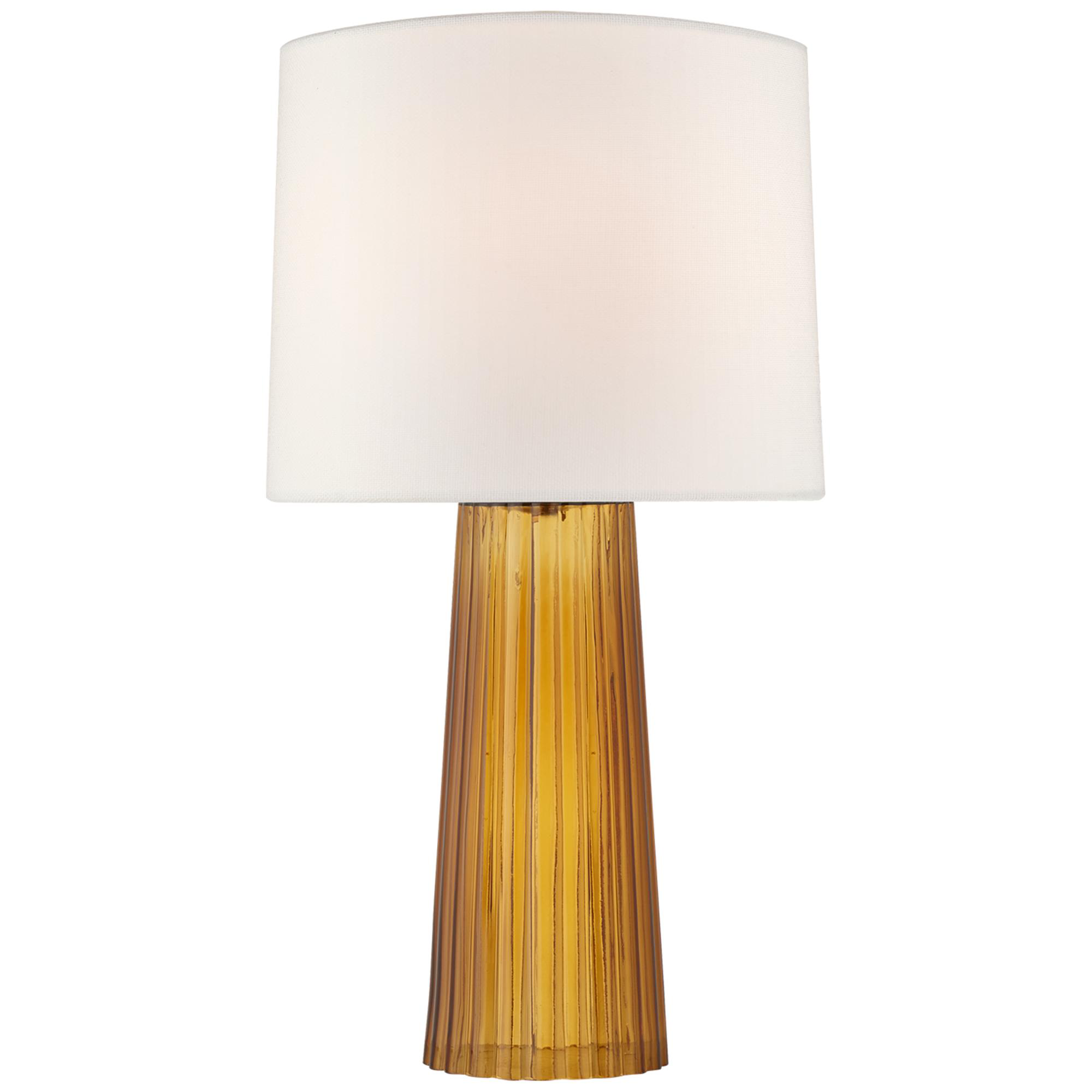 Shown in Amber finish and Linen shade