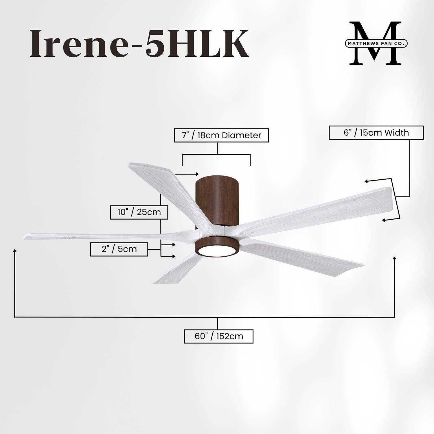 Irene 60 Inch Flush Mount Fan with Light Kit by Matthews Fan Company