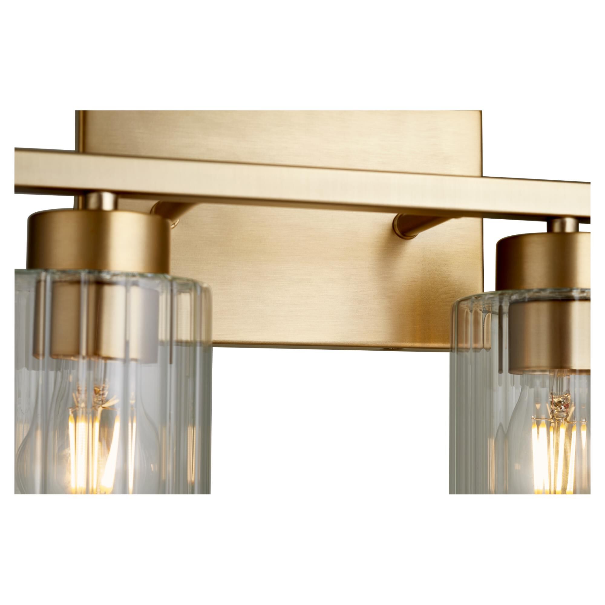 Shown in Aged Brass with Clear Fluted Glass finish