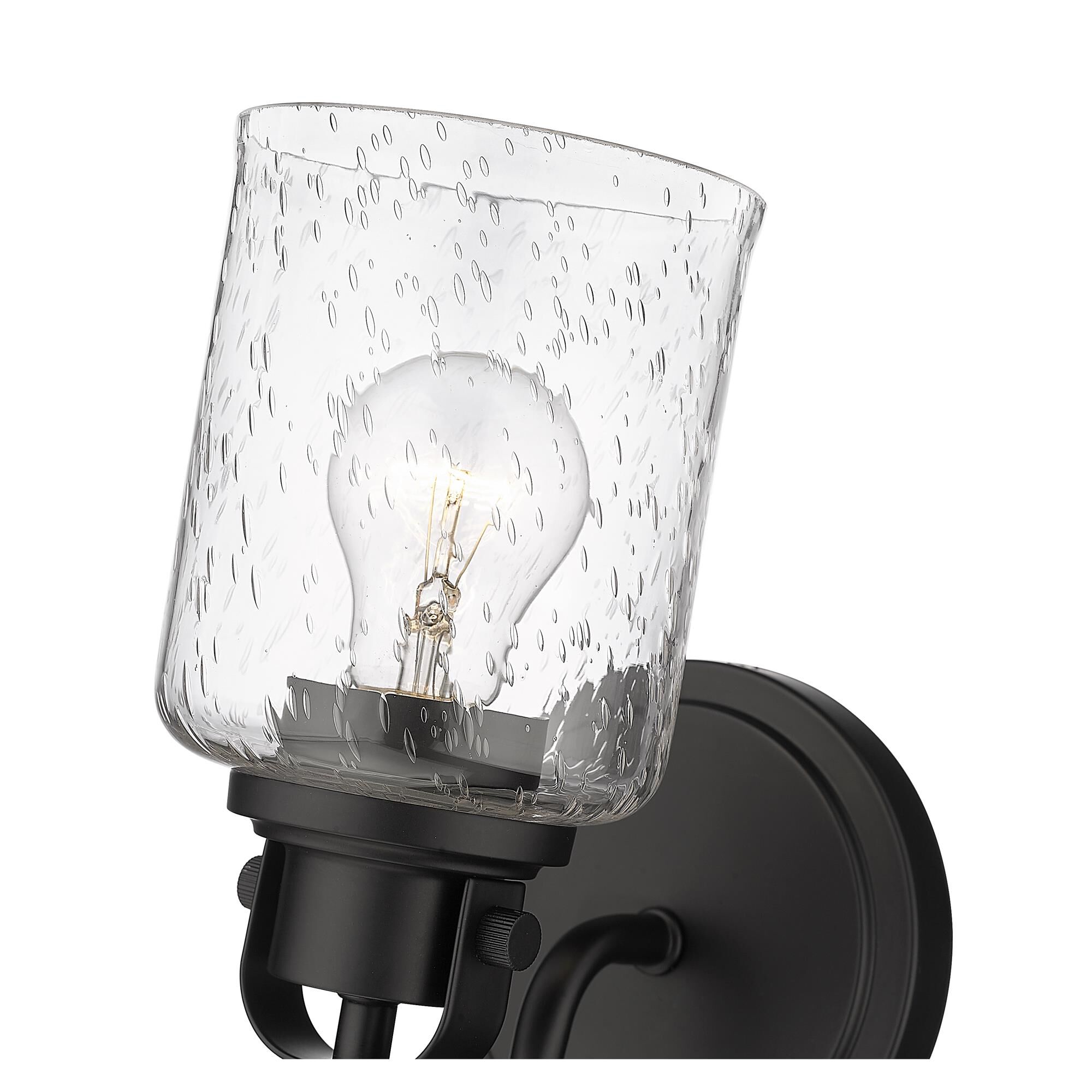 Shown in Matte Black finish and Glass shade