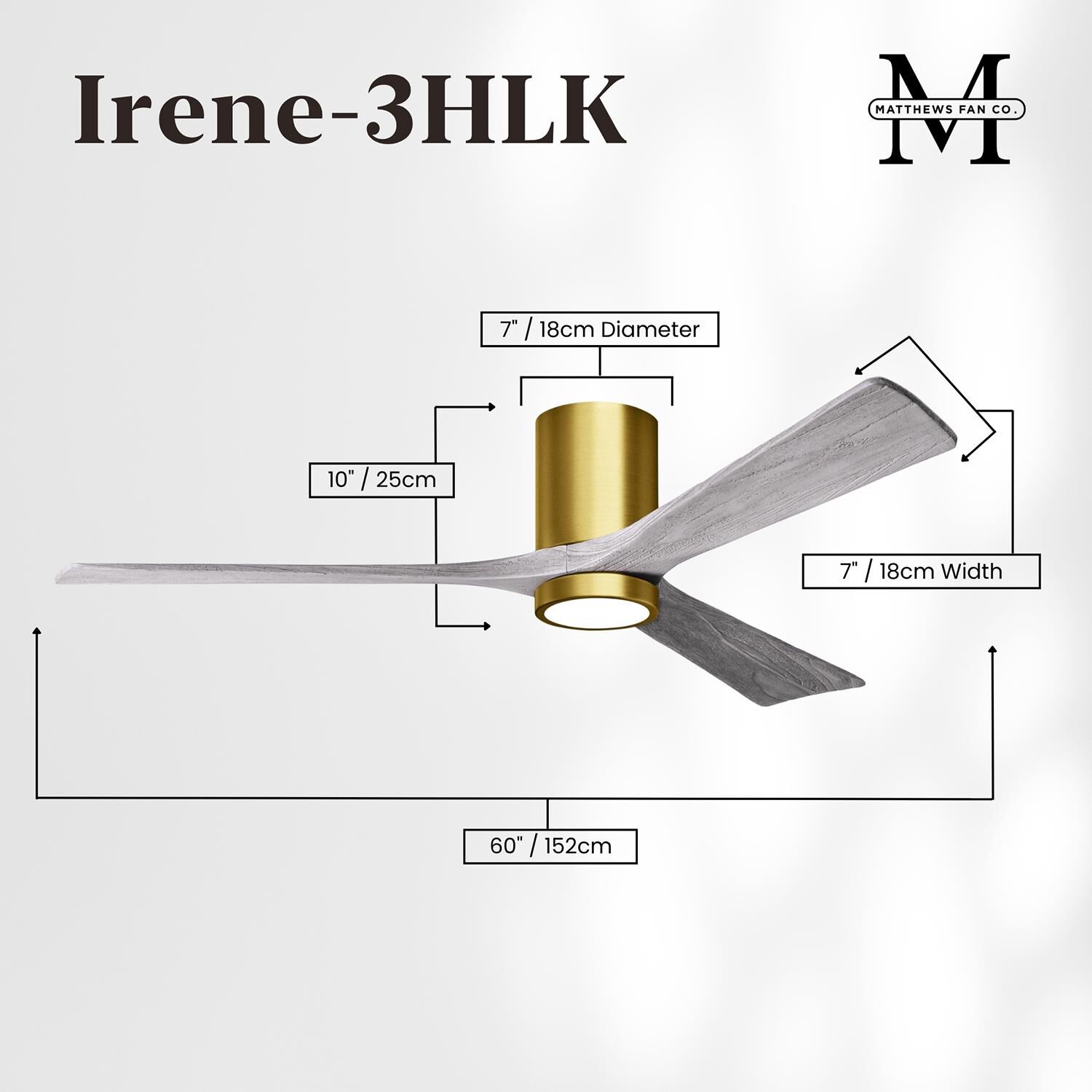 Irene 60 Inch Flush Mount Fan with Light Kit by Matthews Fan Company
