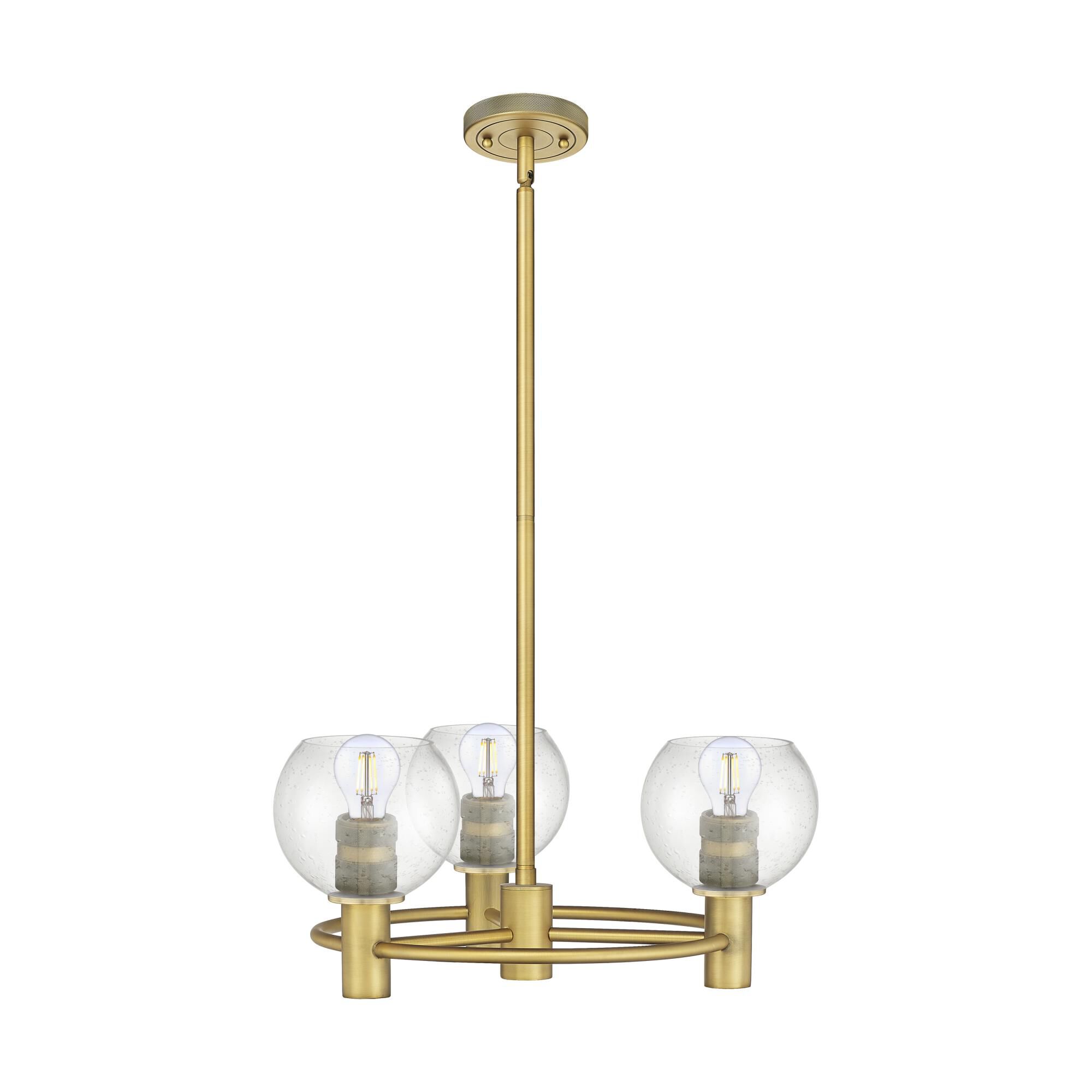 Shown in Brushed Brass finish and Seedy shade