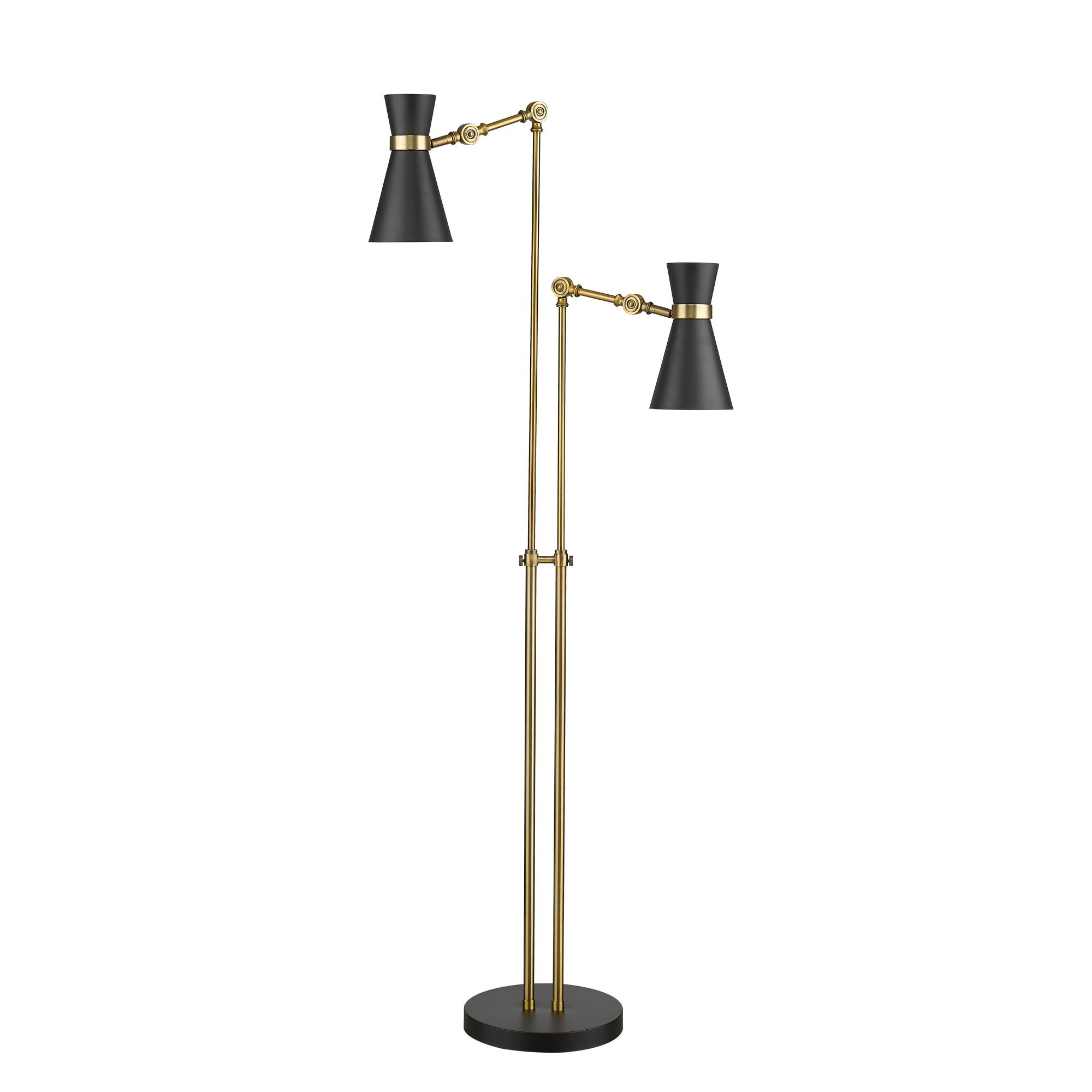 Shown in Matte Black + Heritage Brass finish and Metal glass and Metal shade