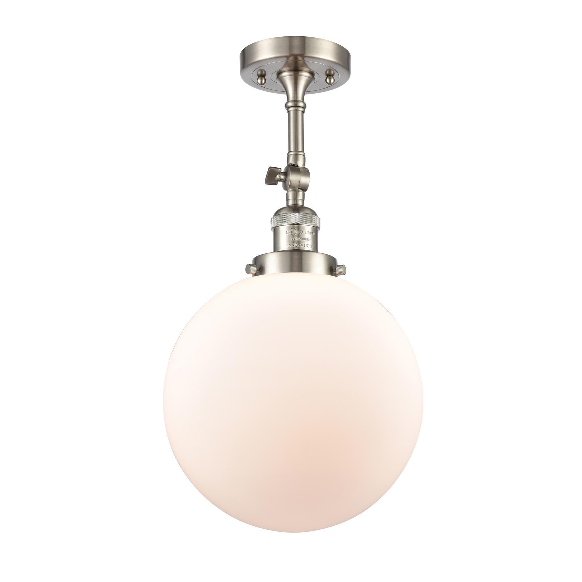 Shown in Brushed Satin Nickel finish and Frosted glass