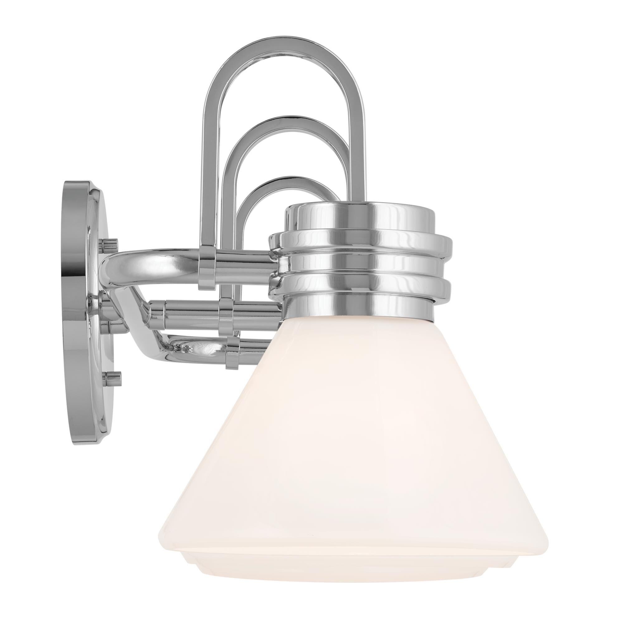 Shown in Chrome finish and Opal glass