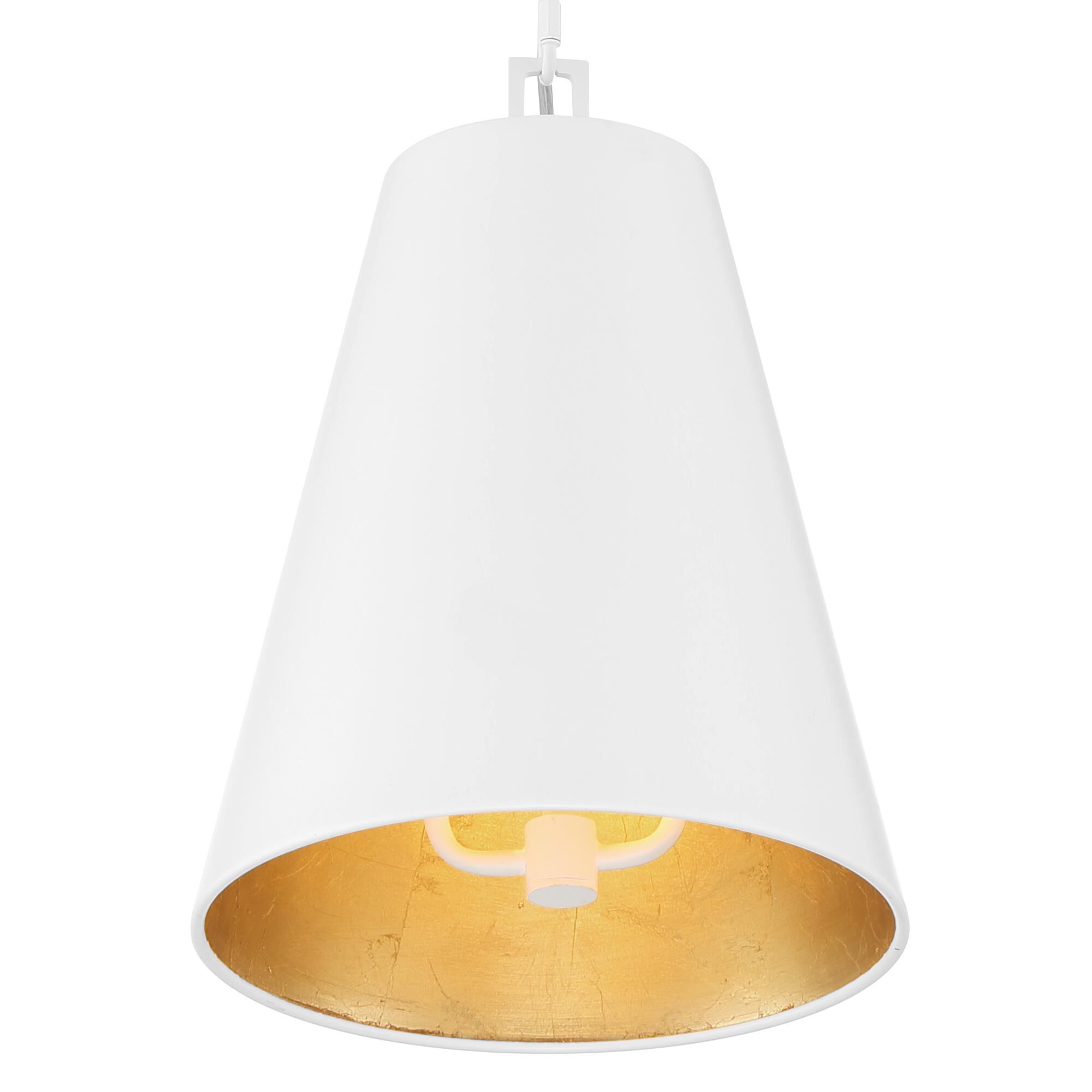 Shown in Matte White + Antique Gold finish and Iron glass and Iron shade