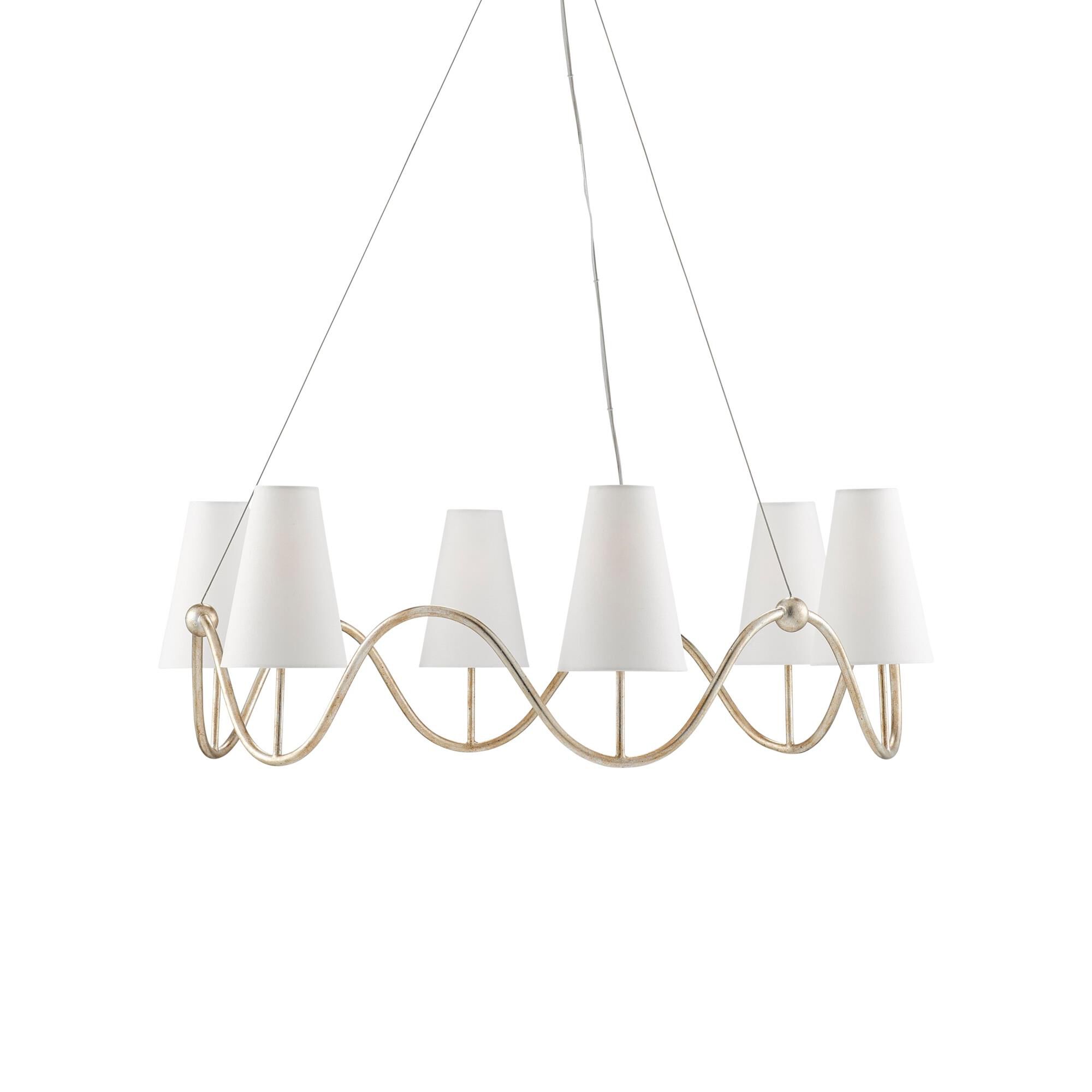 Shown in Silver Granello finish and Off White Linen (Included) shade