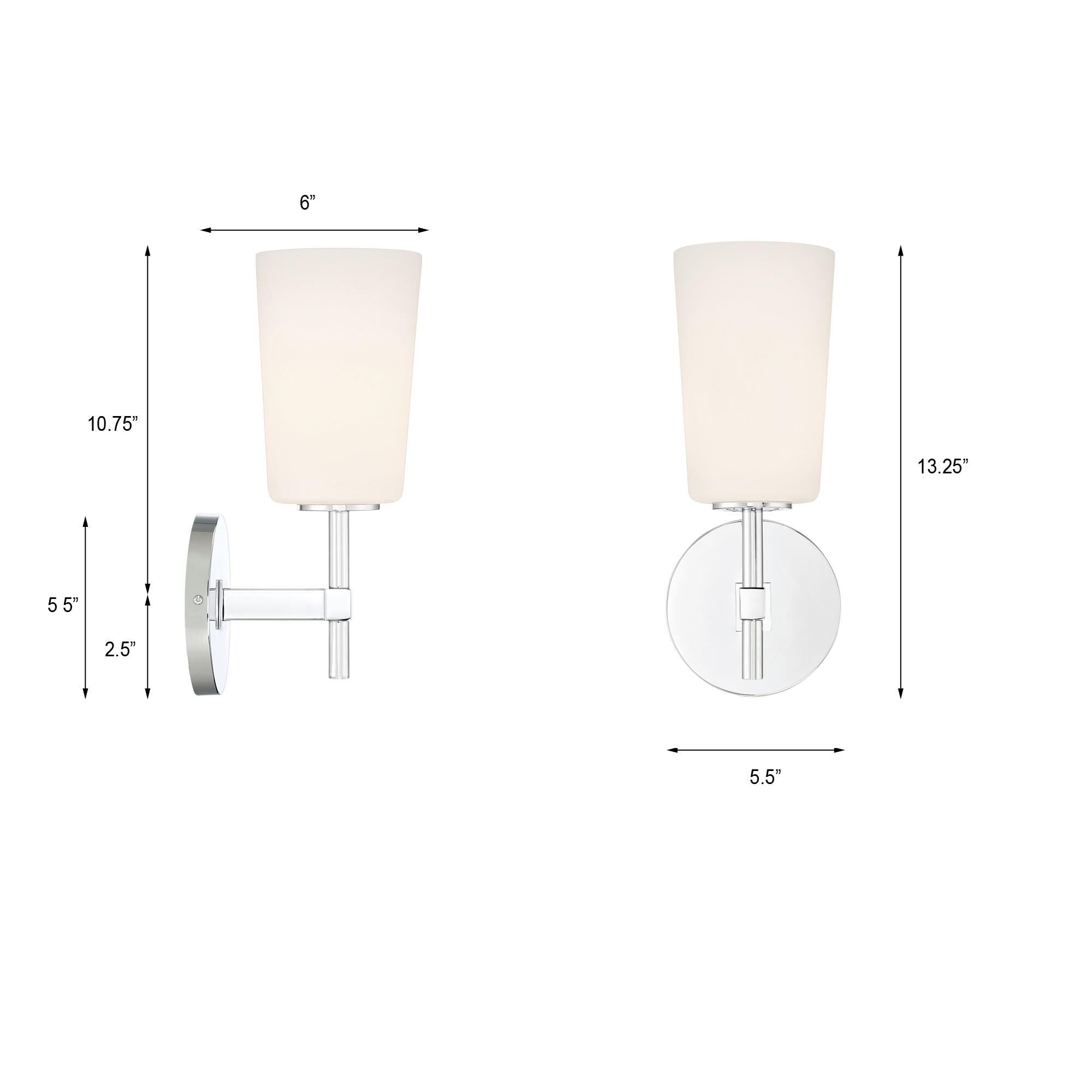 Shown in Polished Chrome finish and Opal White glass