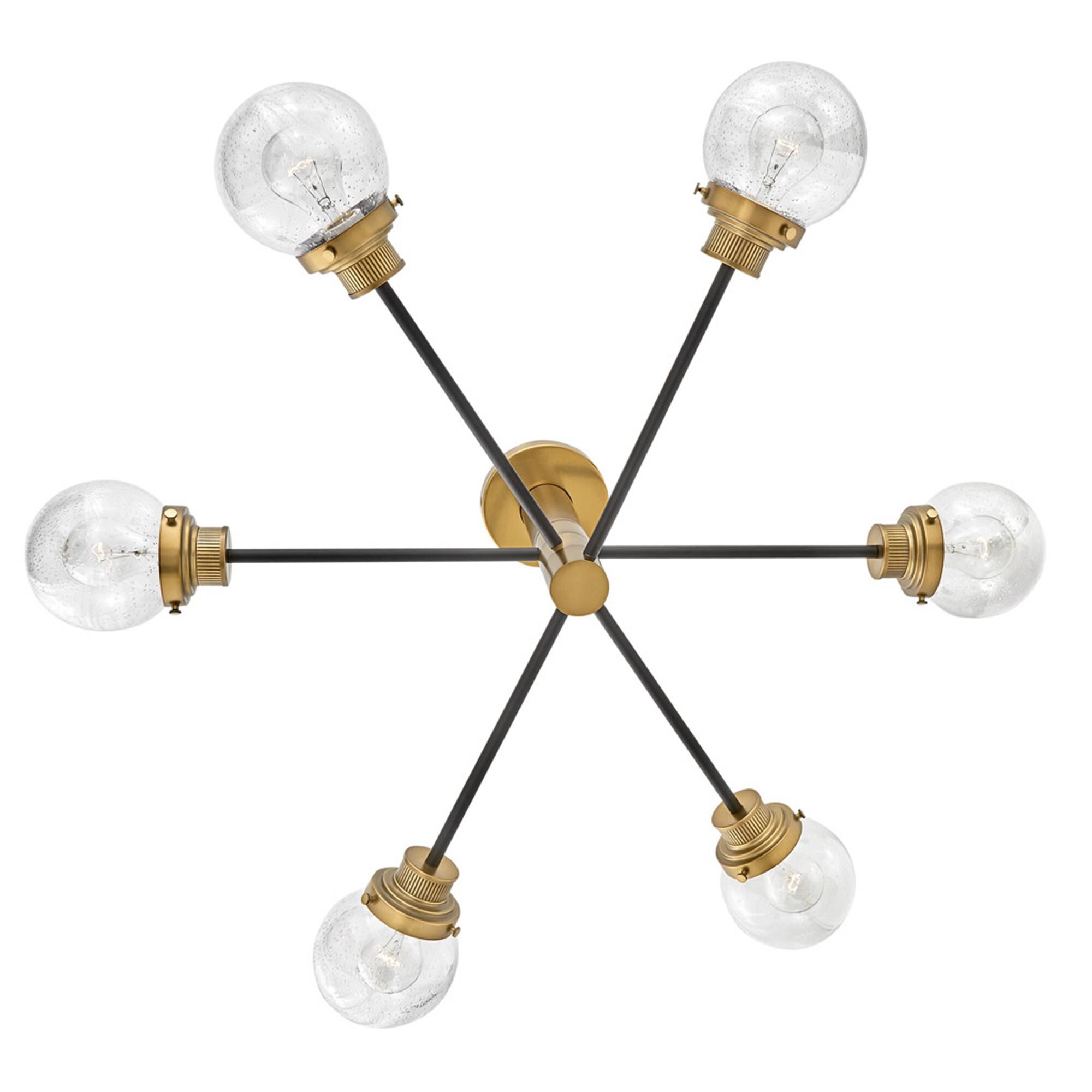 Shown in Black with Heritage Brass Accents finish and Clear Seedy glass