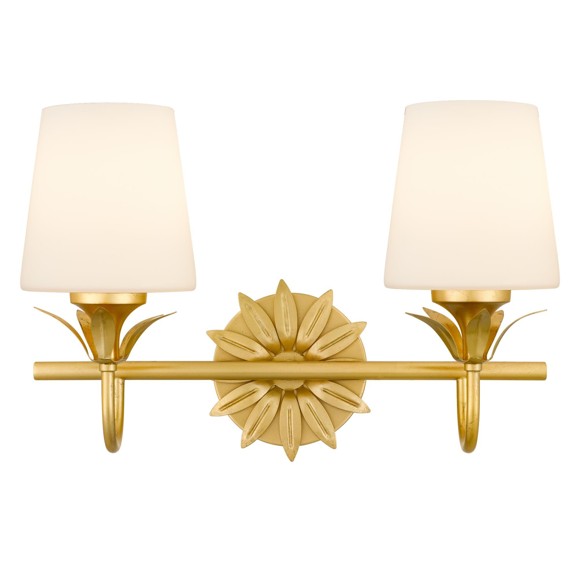 Shown in Gold Leaf finish and Opal Etched Glass shade