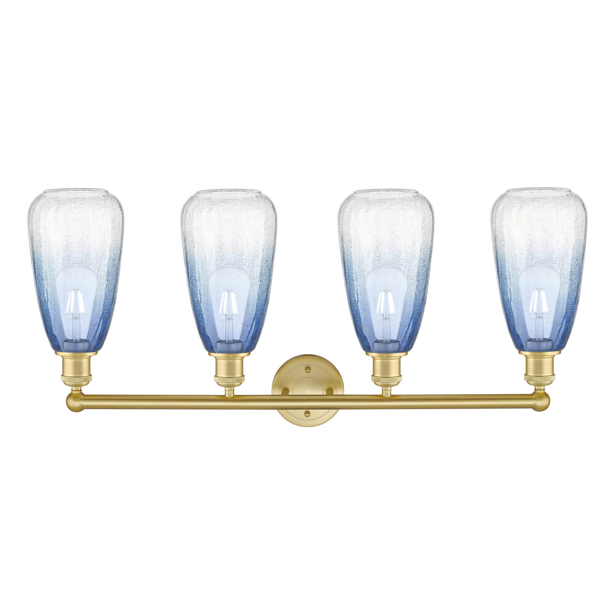 Shown in Satin Gold finish and Sapphire Blue glass