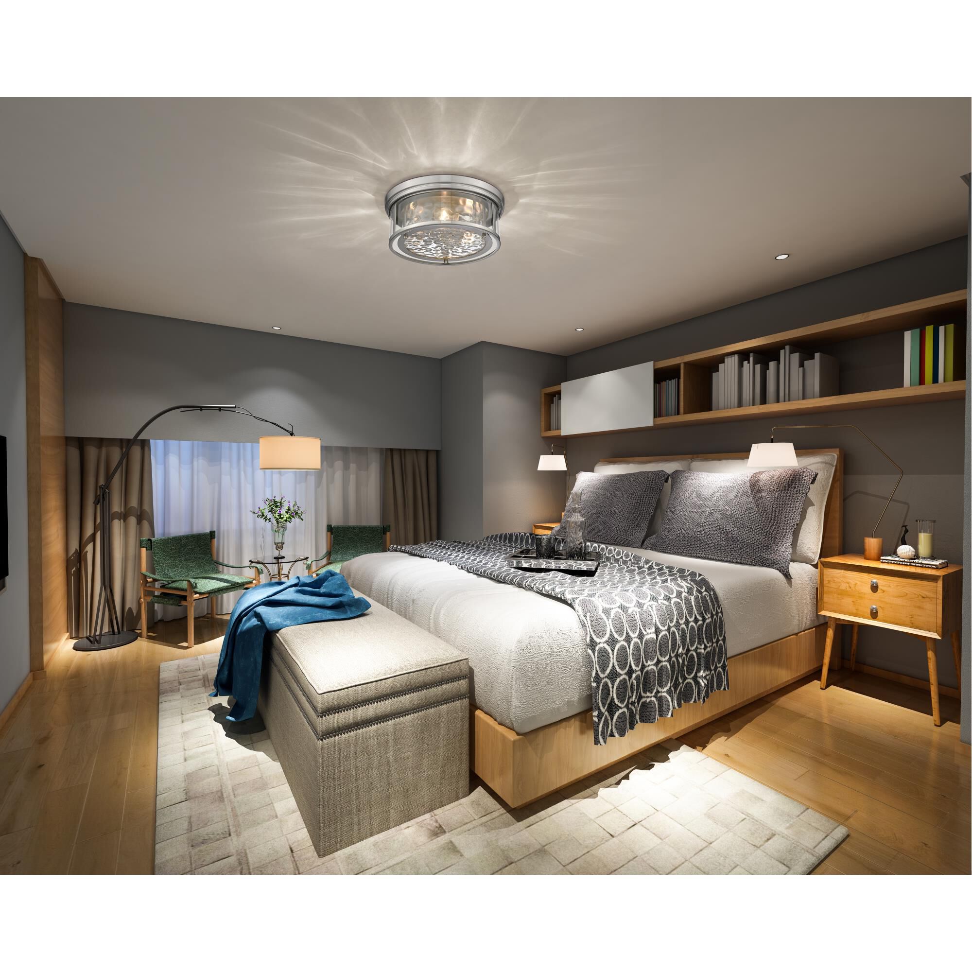 Shown in Brushed Nickel finish and Inner Clear Water and Outer Clear glass and No Shade shade