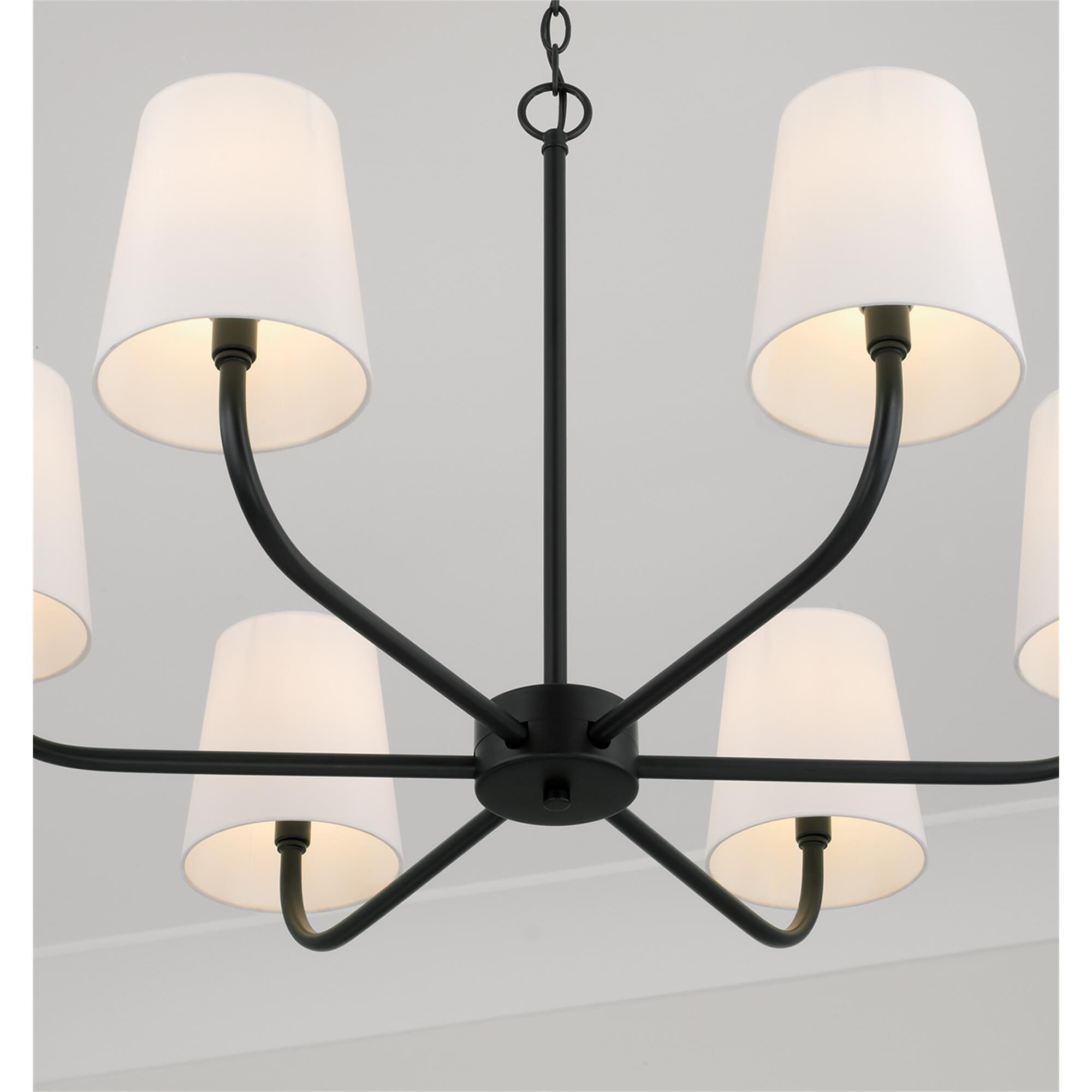 Shown in Matte Black finish and White Fabric Stay-Straight s shade