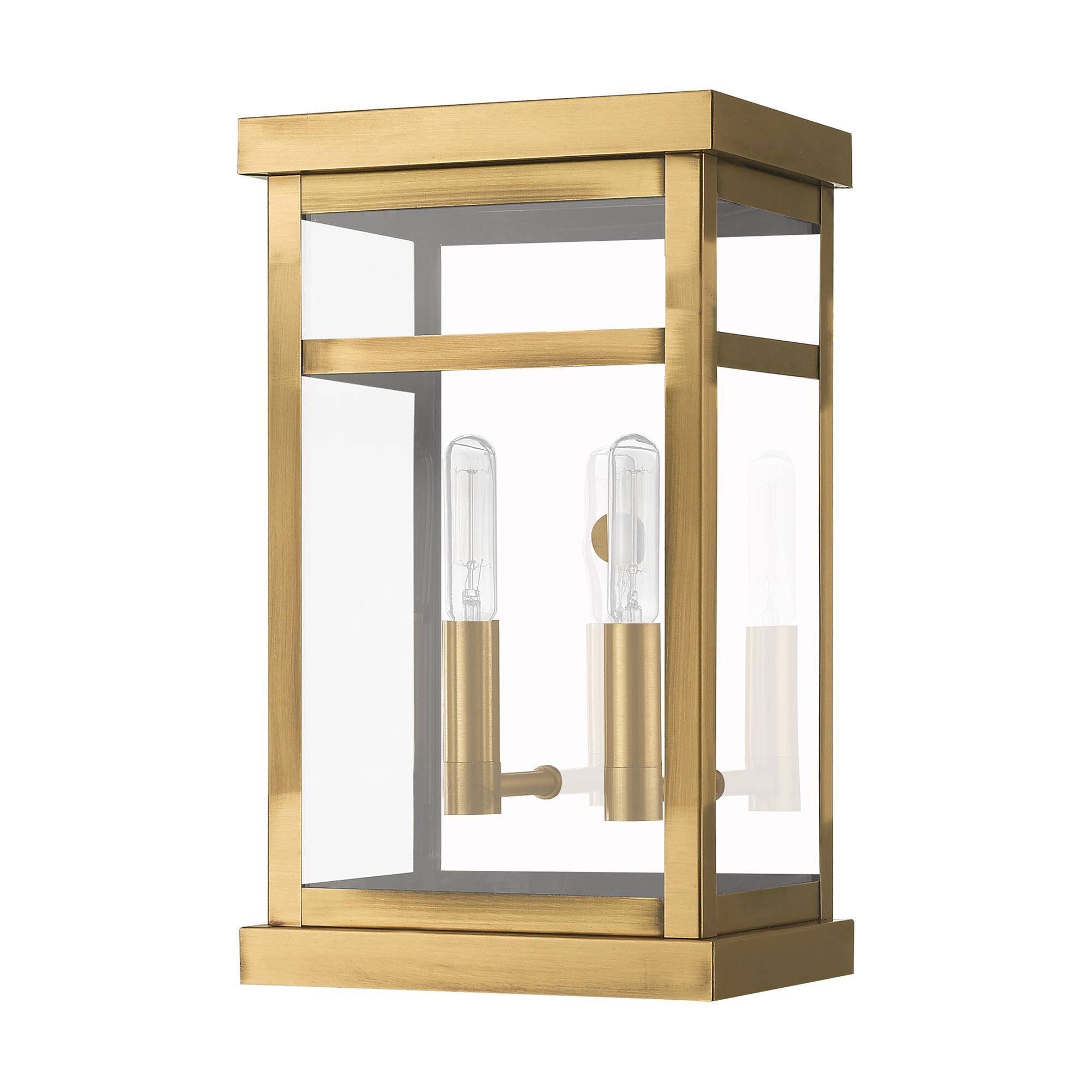 Shown in Antique Brass finish and Clear glass