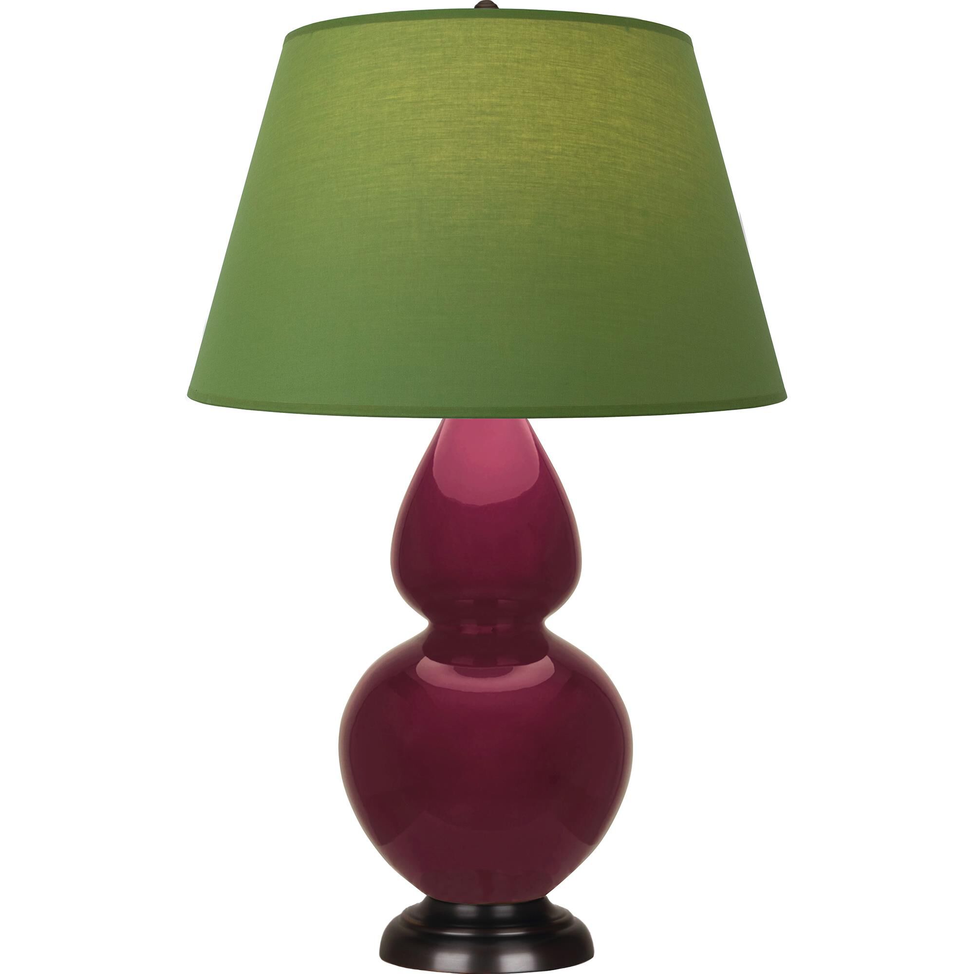 Shown in Sugar Plum Glazed finish and Tea Green with Taupe Lining shade and Deep Patina Bronze accent