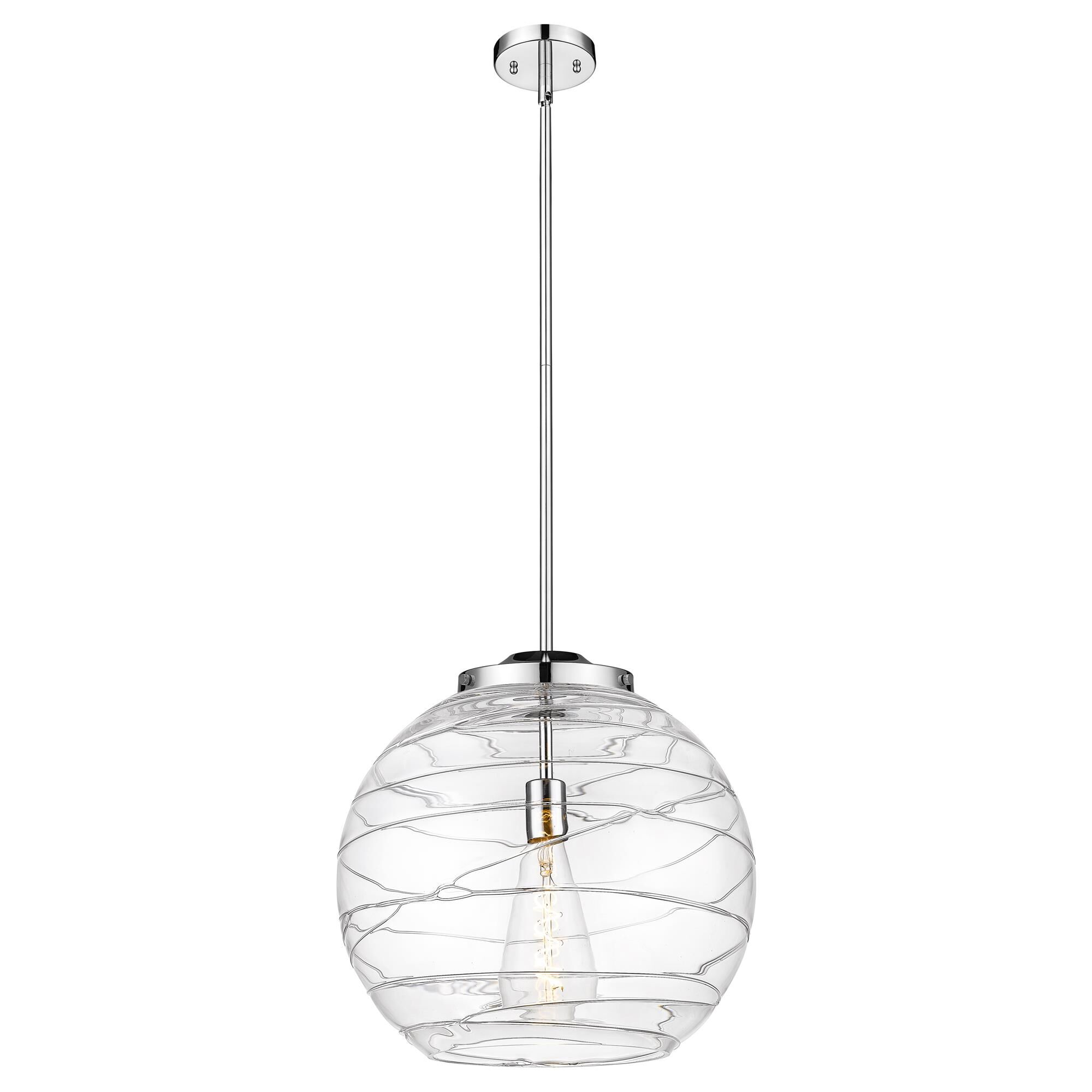 Shown in Polished Chrome finish and Smoke Deco Swirl glass