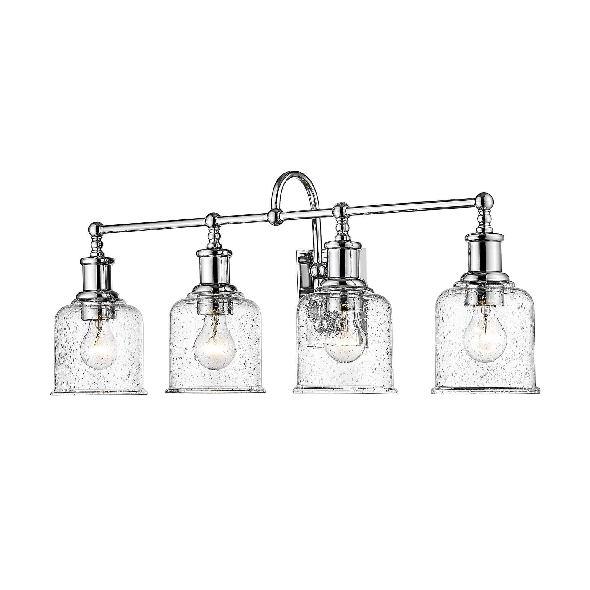 Shown in Chrome finish and Glass shade