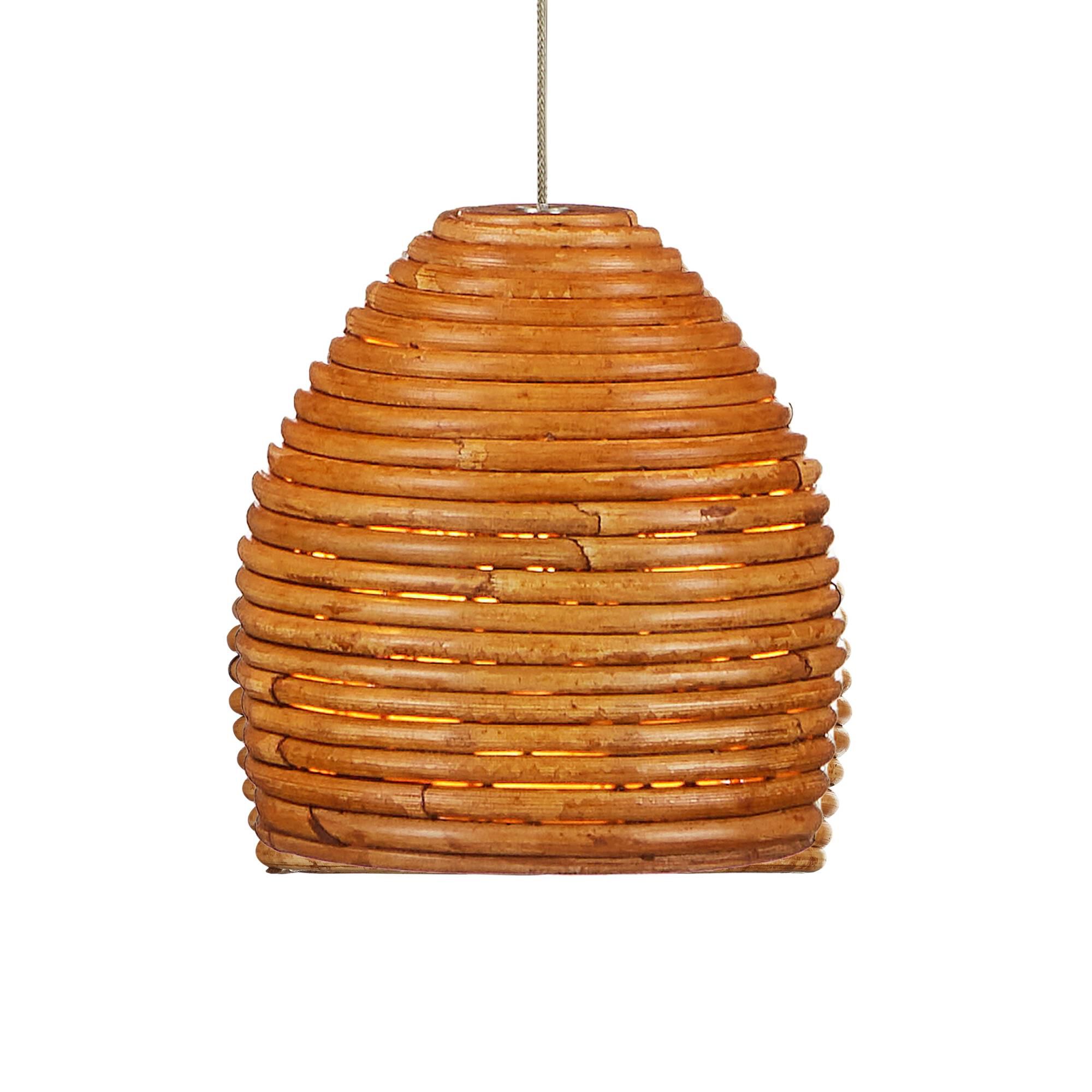 Shown in Natural Rattan/Silver finish and Natural/Rattan/Wood shade