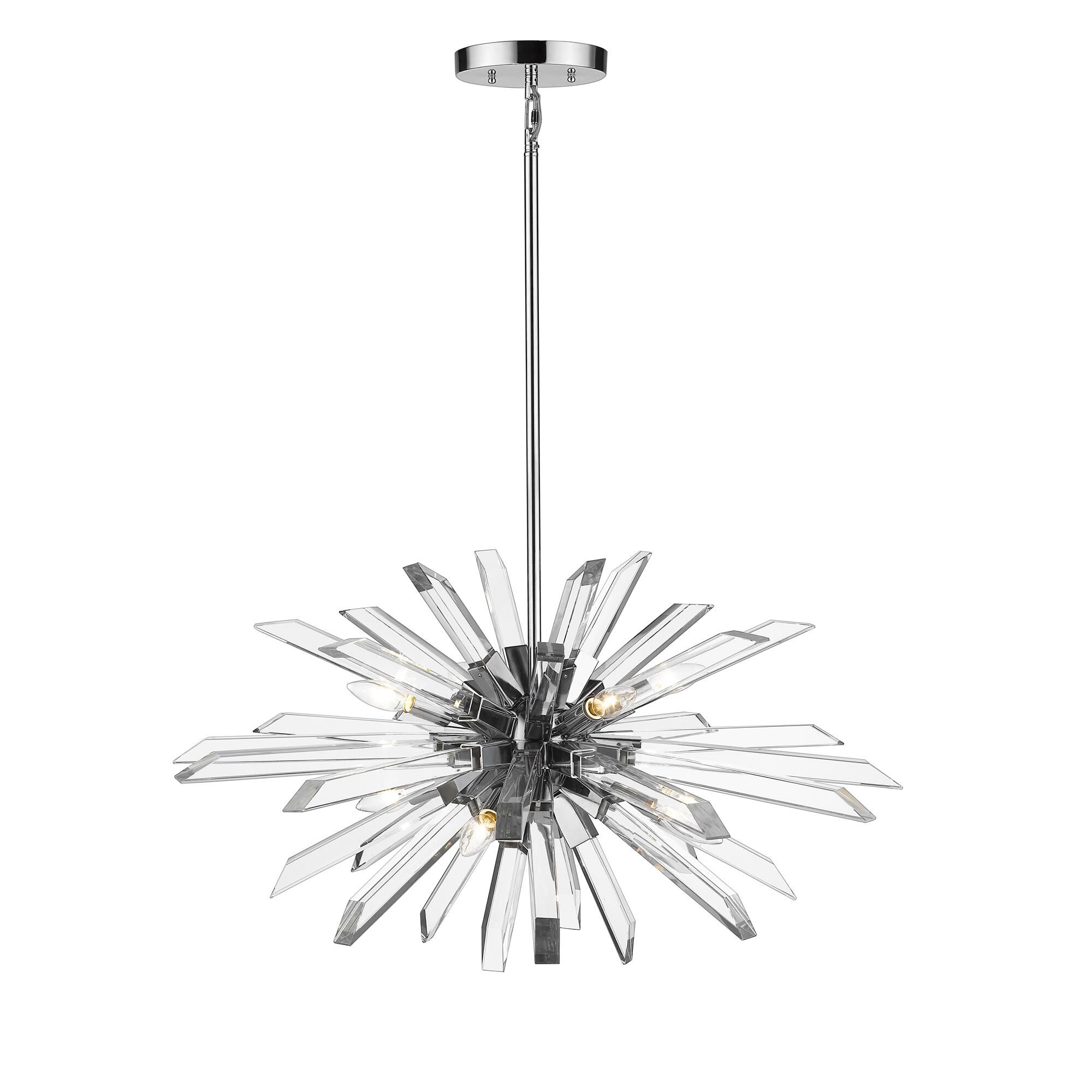 Shown in Chrome finish and Crystal glass and Crystal shade