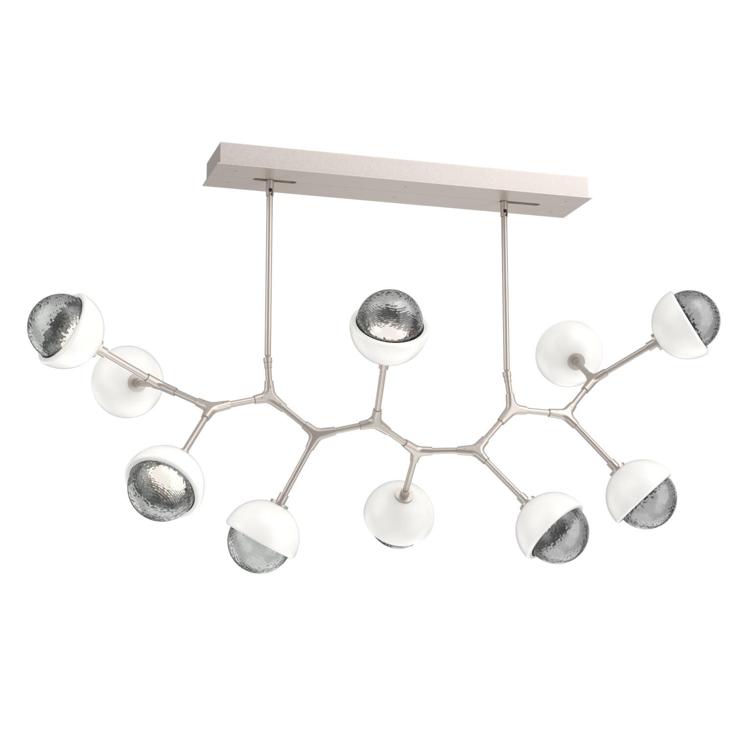 Shown in Beige Silver finish and Smoke glass and Salt White accent