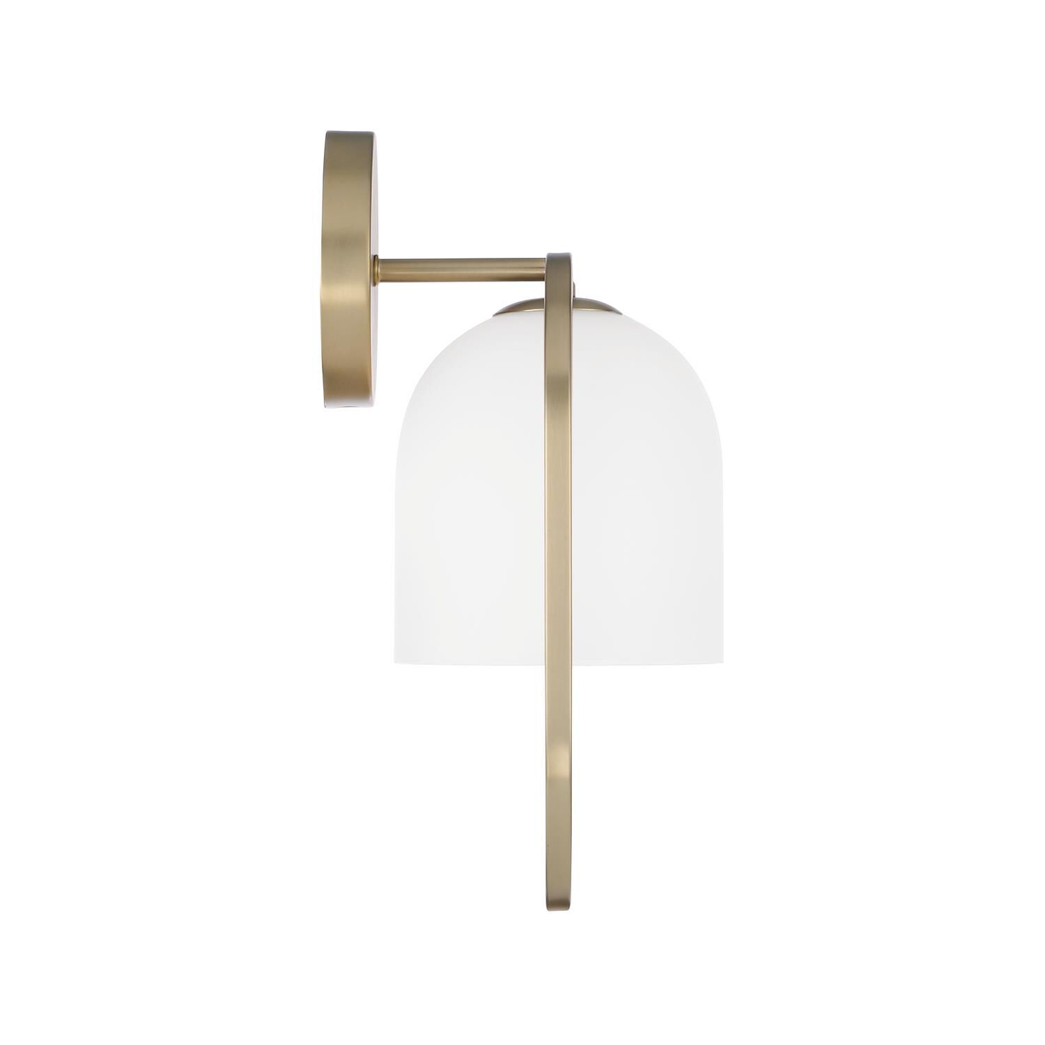 Shown in Matte Brass finish and Soft White glass