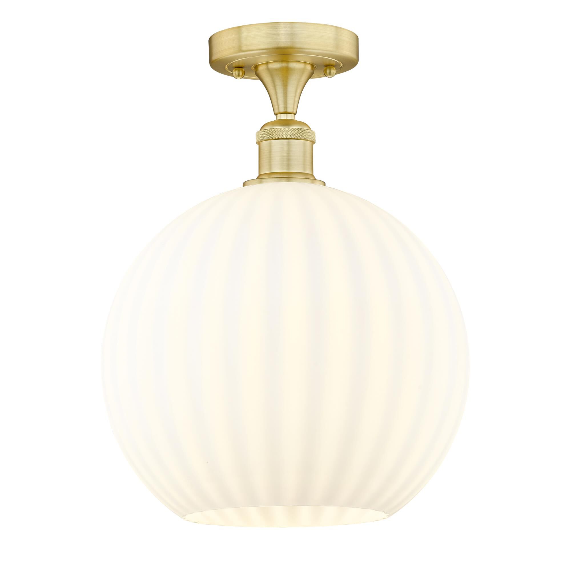 Shown in Satin Gold finish and White Venetian glass