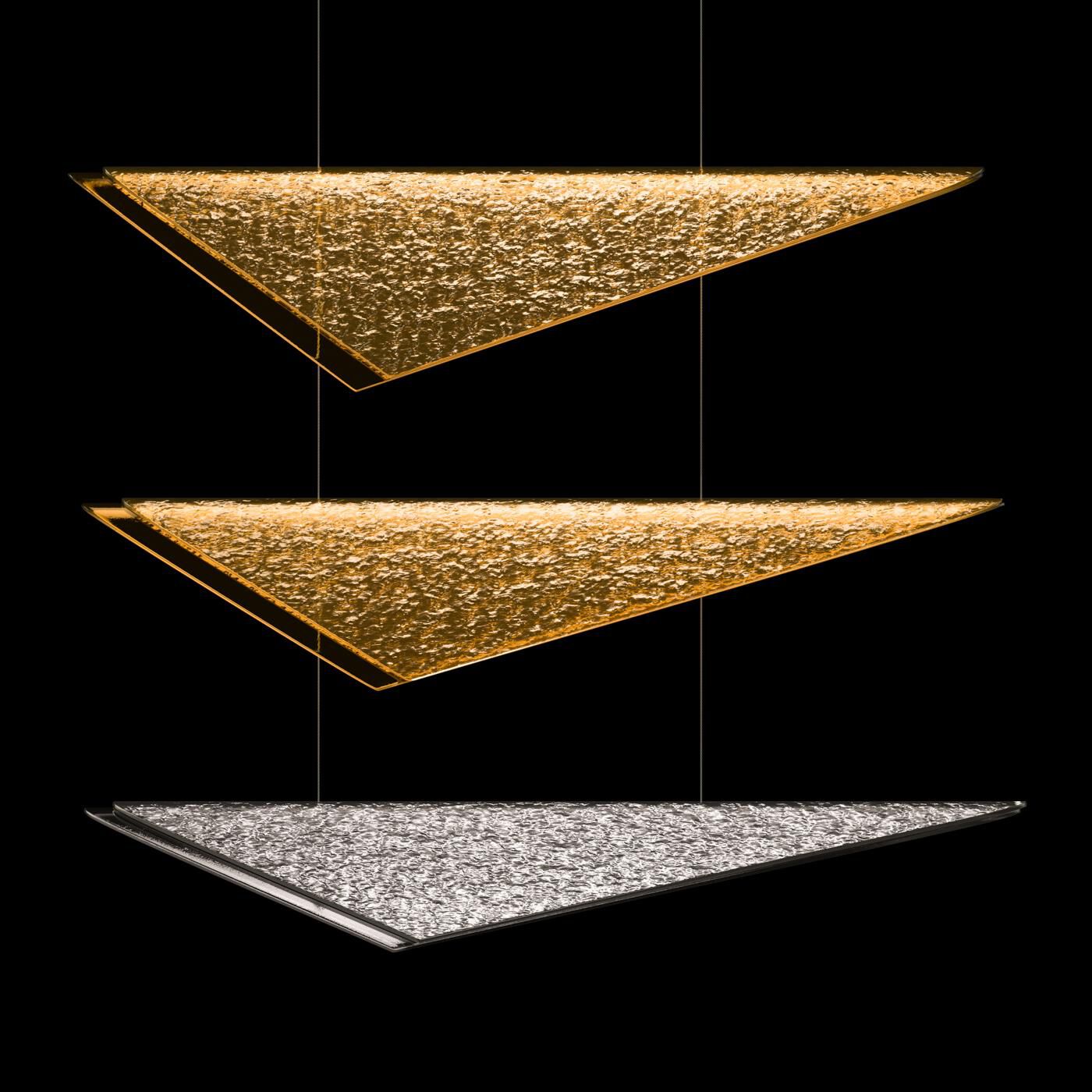 Shown in Silver finish and Amber Hammered glass