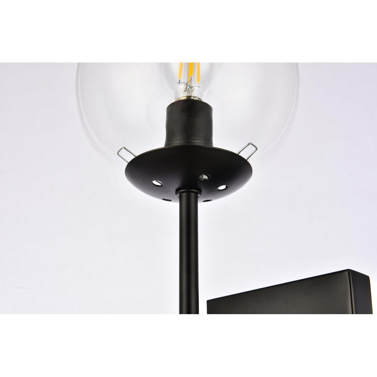 Shown in Black finish and Clear glass