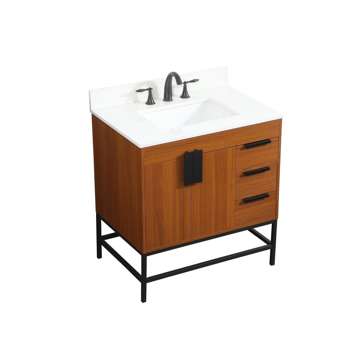 Shown in Teak finish and With Backsplash accent