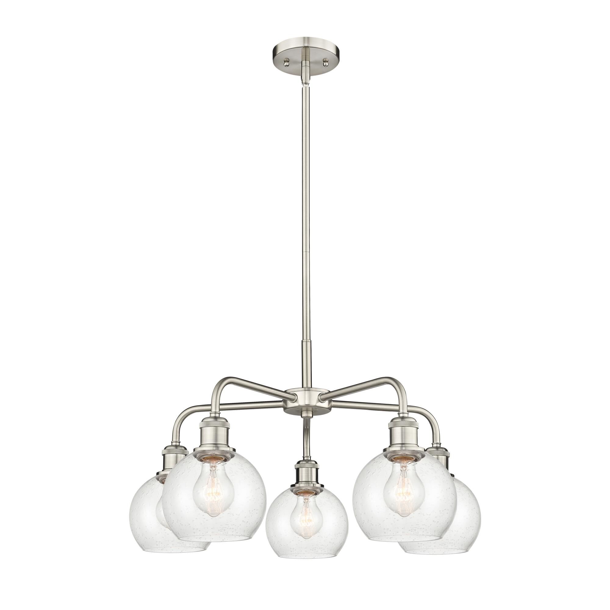 Shown in Satin Nickel finish and Seedy glass