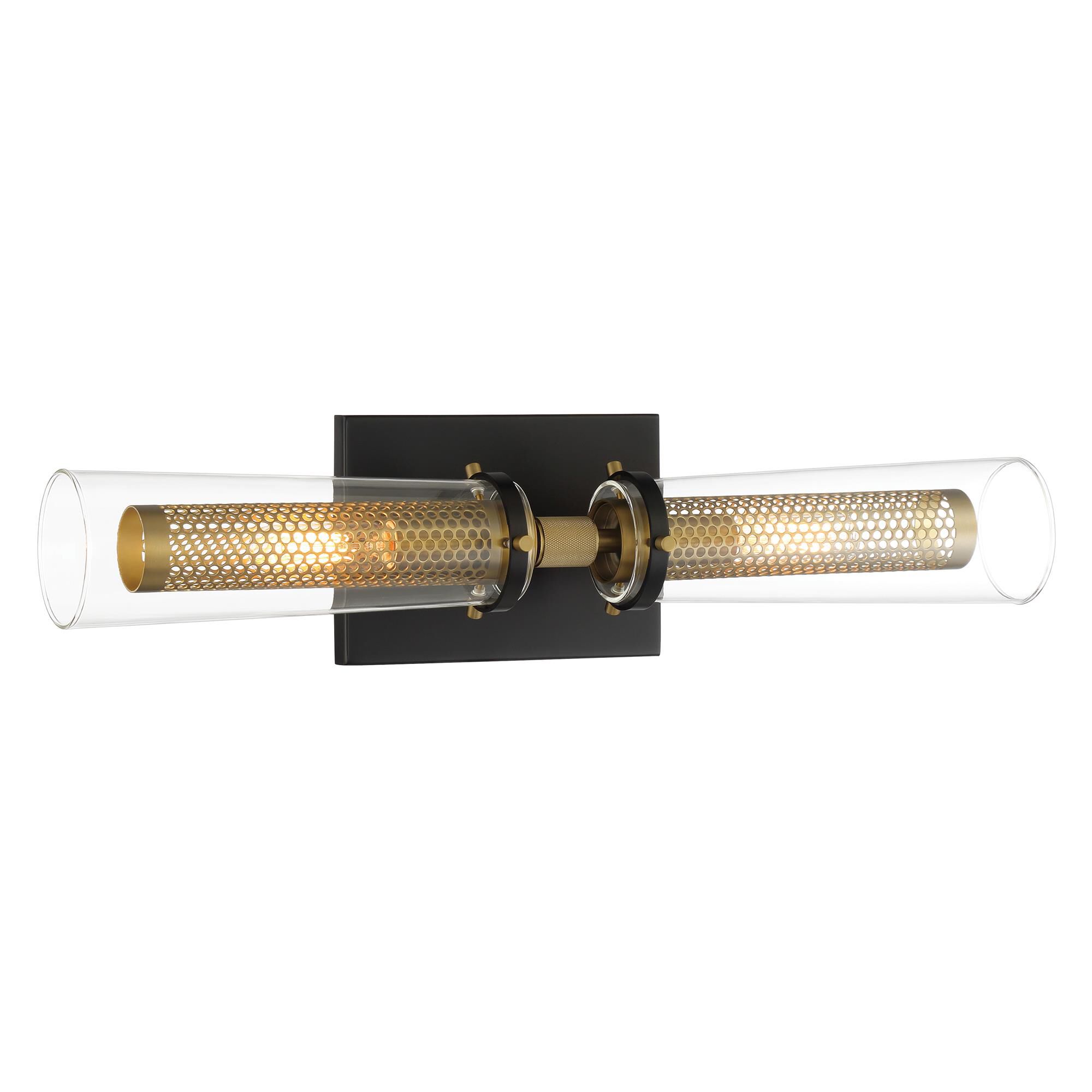 Shown in Coal And Soft Brass finish and Clear glass and Glass shade