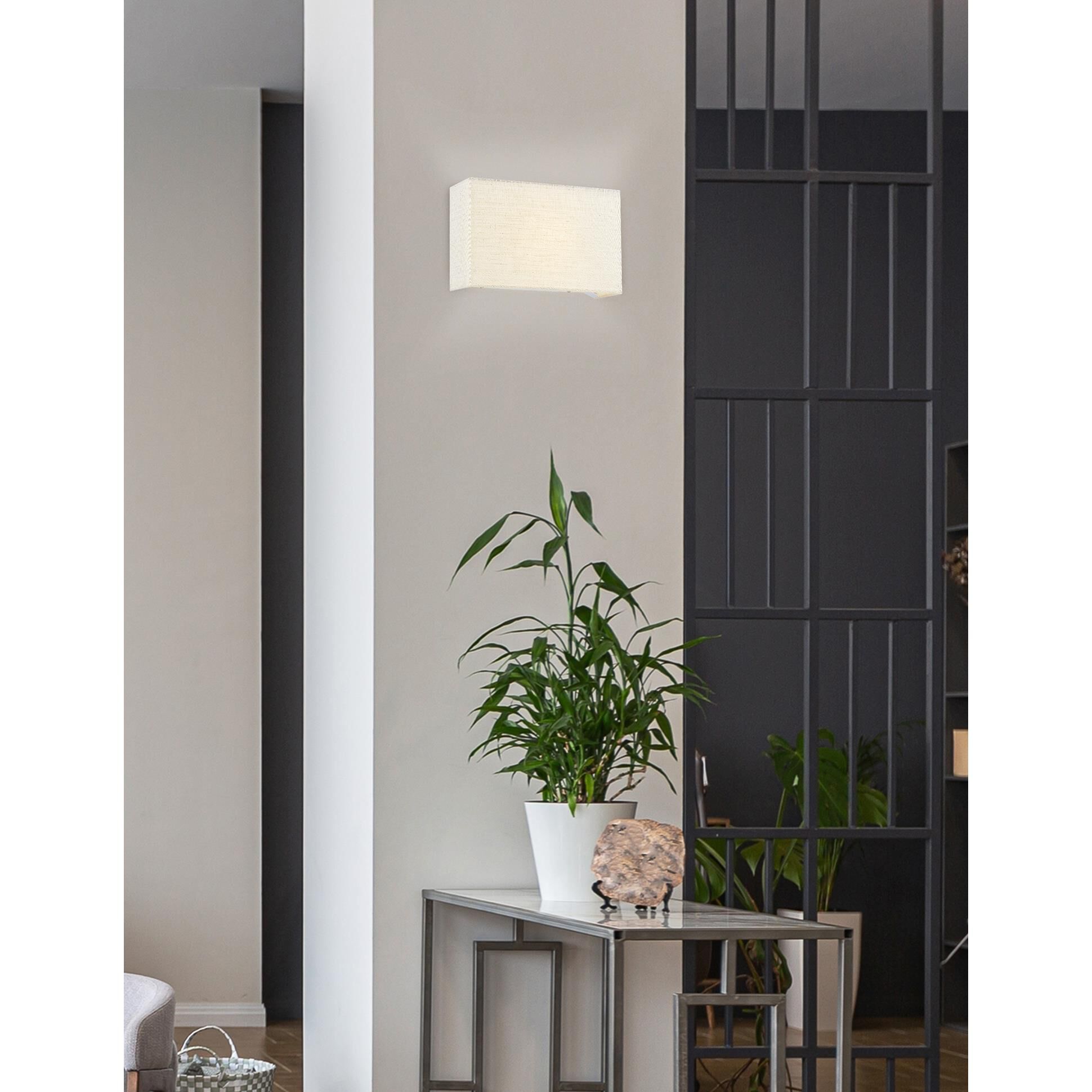 Shown in Cream, White finish and Cream Woven Fabric shade