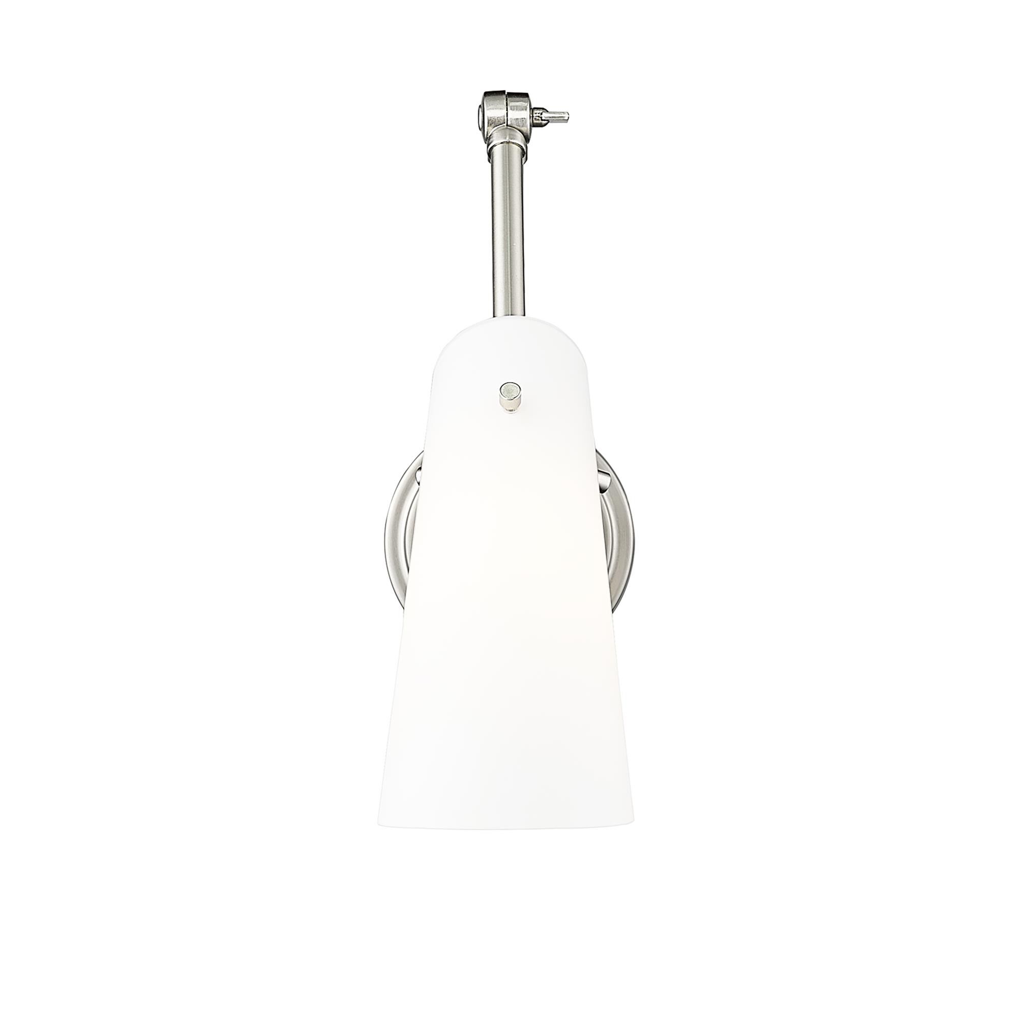 Shown in Brushed Nickel finish and Opal glass and Opal shade