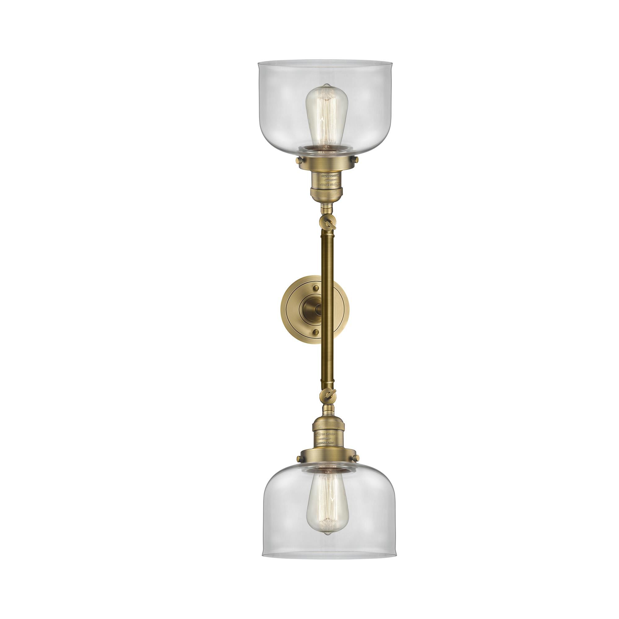 Shown in Brushed Brass finish and Clear glass
