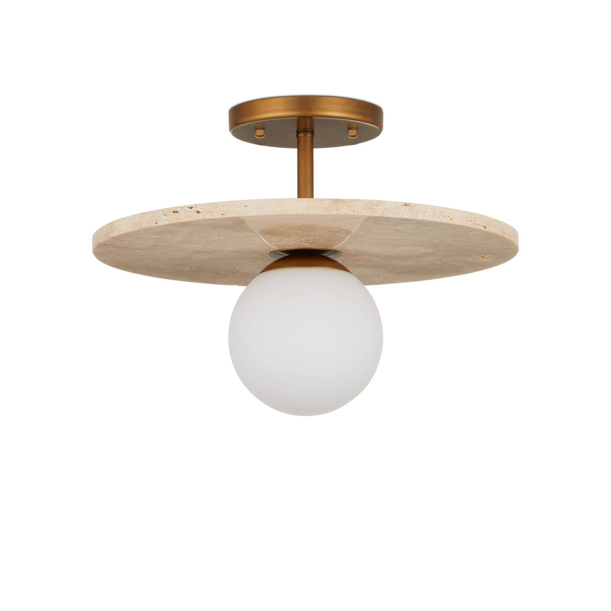 Shown in Beige/Antique Brass/Frosted White finish