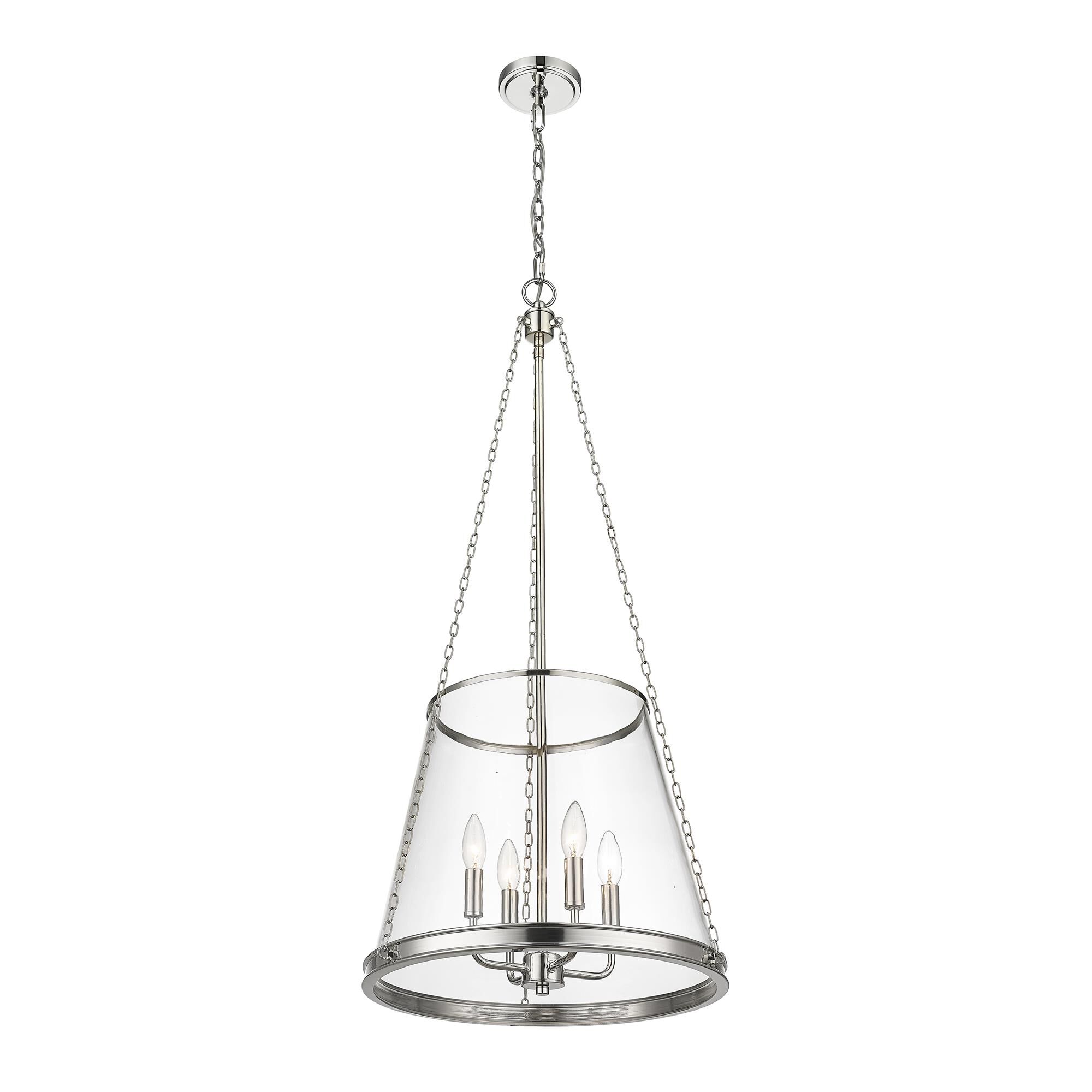 Shown in Polished Nickel finish and Clear glass