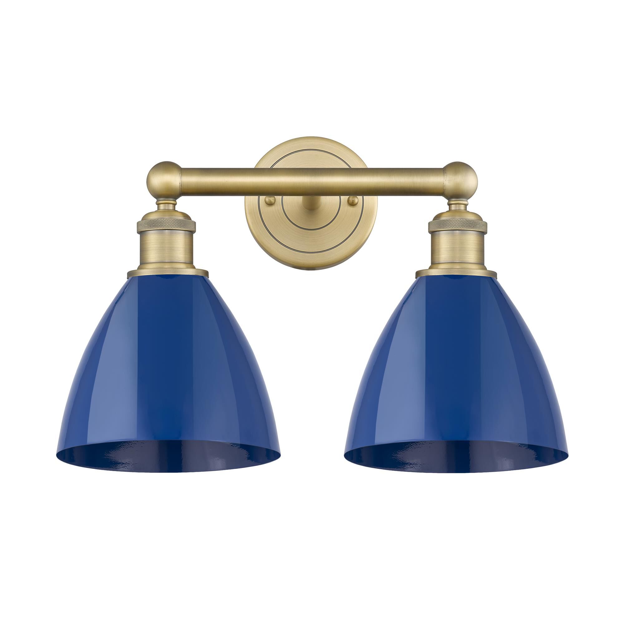 Shown in Brushed Brass finish and Blue shade