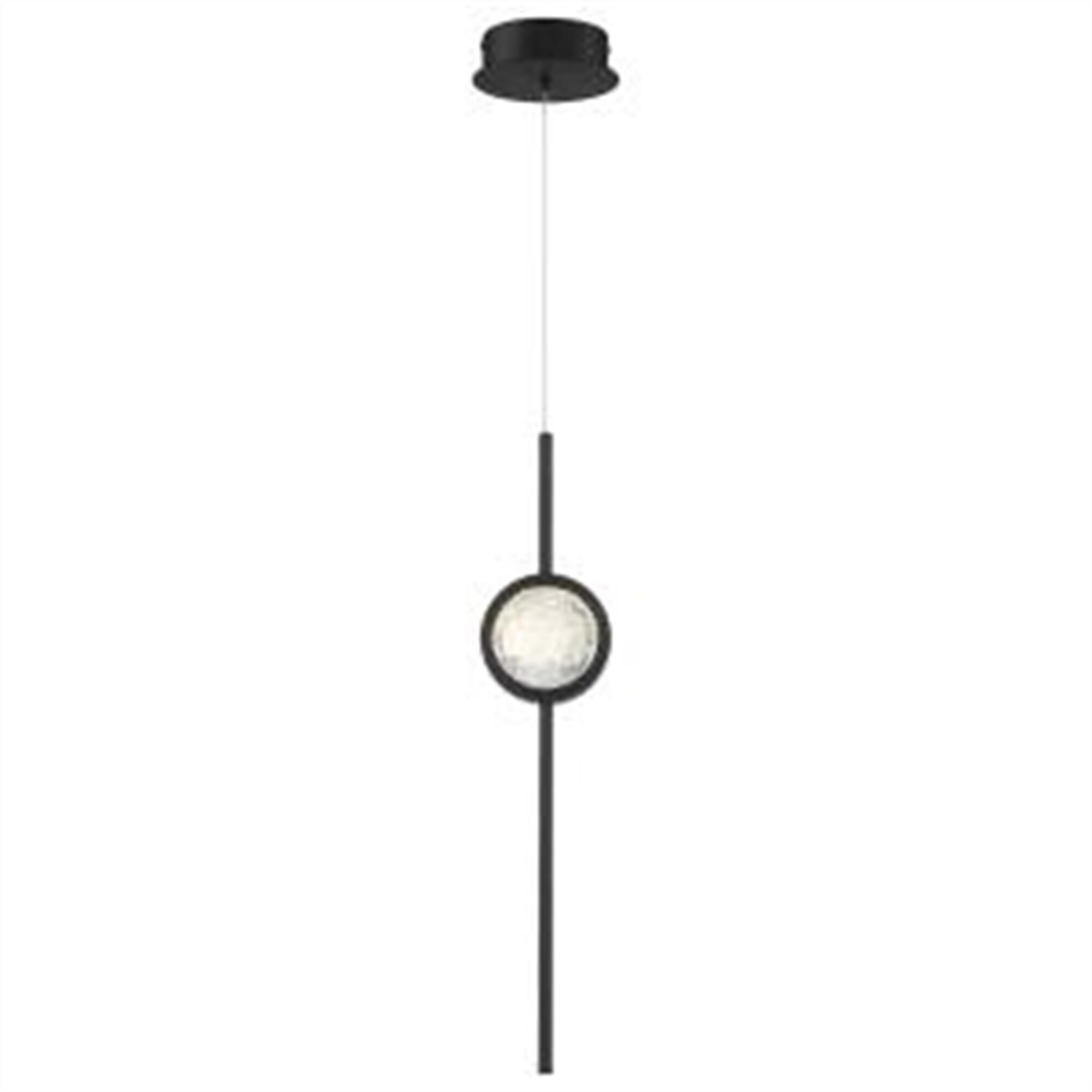 Shown in Black Anodized Aluminum finish and Clear Seeded Orb glass and Aluminum Rods shade