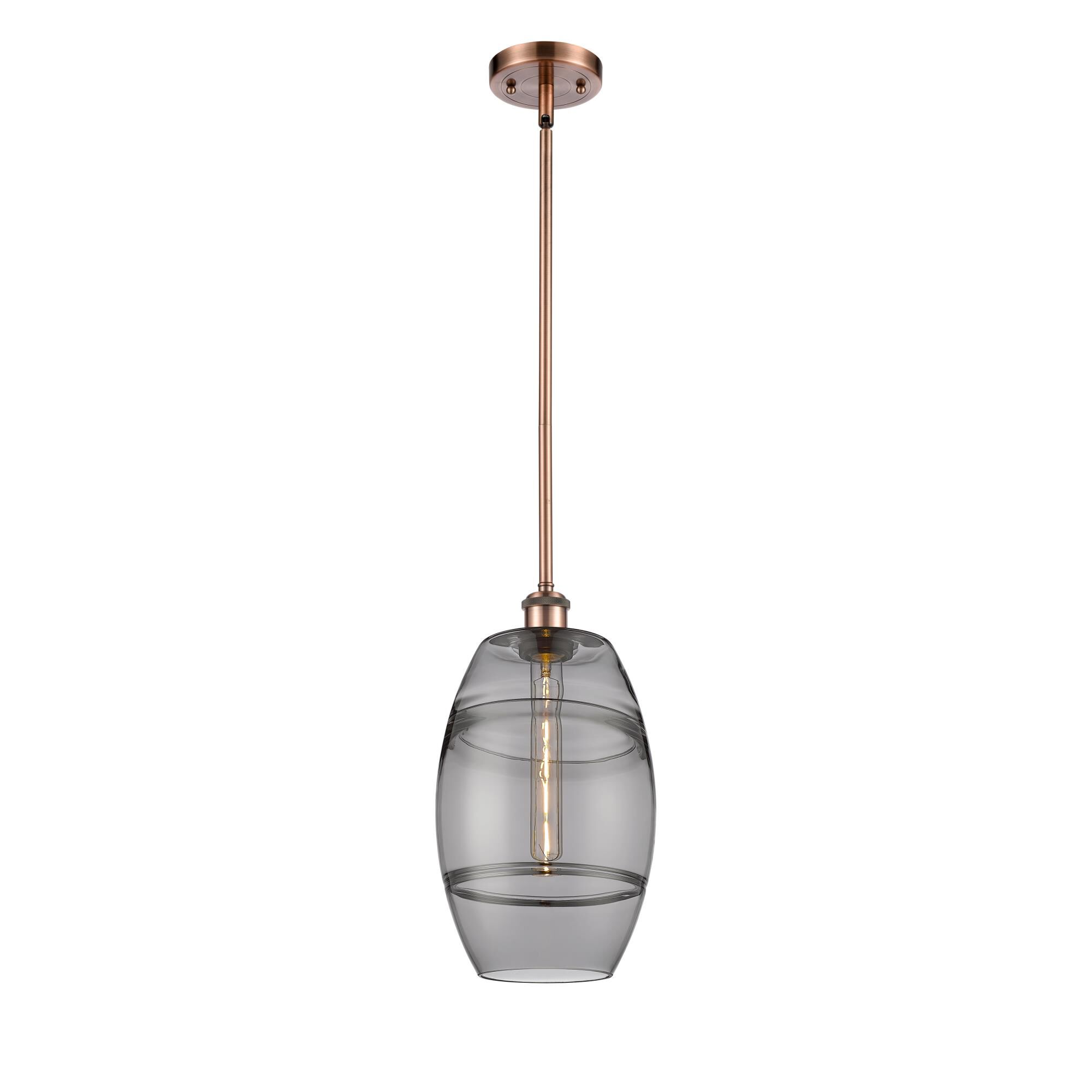 Shown in Antique Copper finish and Light Smoke glass