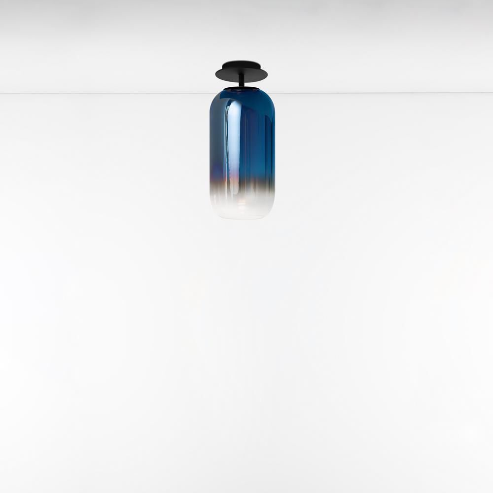 Shown in Black finish and Transparent Blue glass