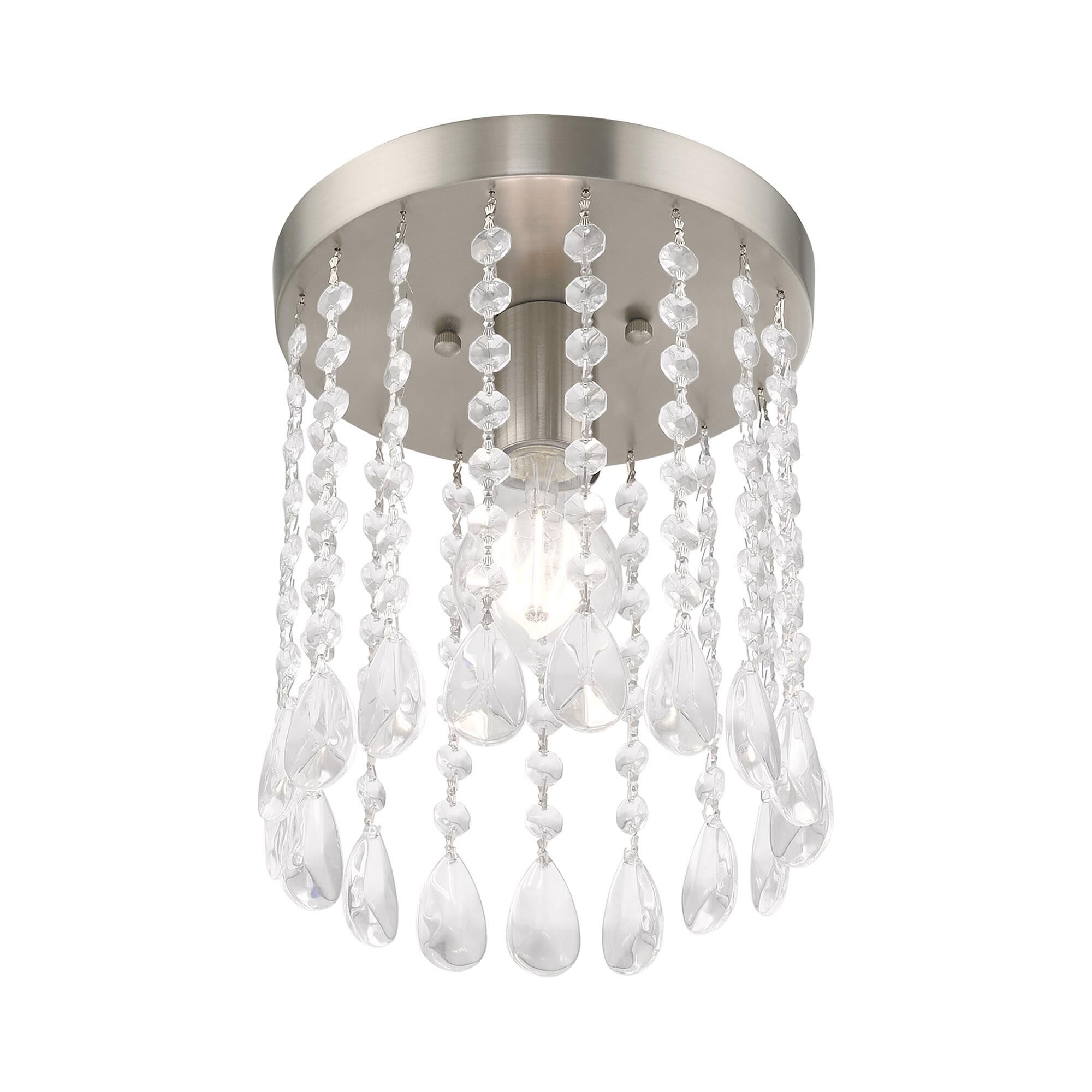 Shown in Brushed Nickel finish and Clear Crystals glass