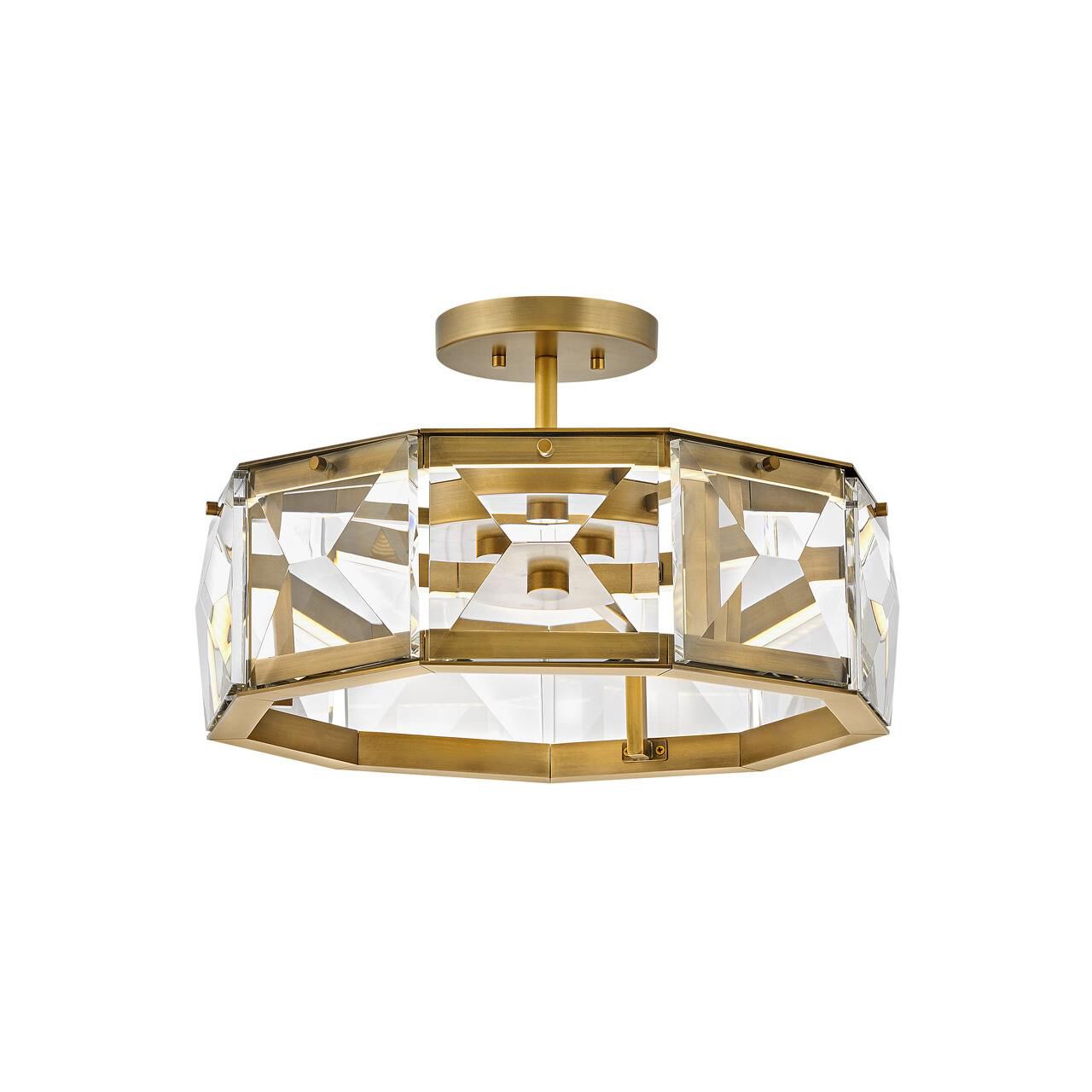 Shown in Heritage Brass finish and Faceted Clear Crystal glass