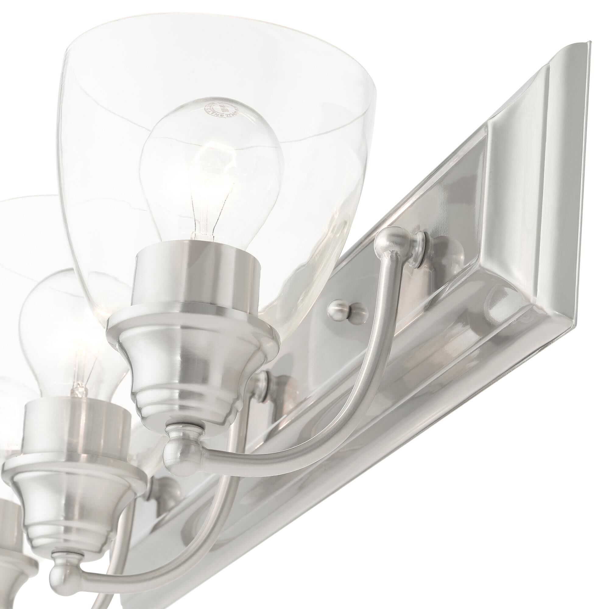 Shown in Brushed Nickel finish and Hand Blown Clear glass